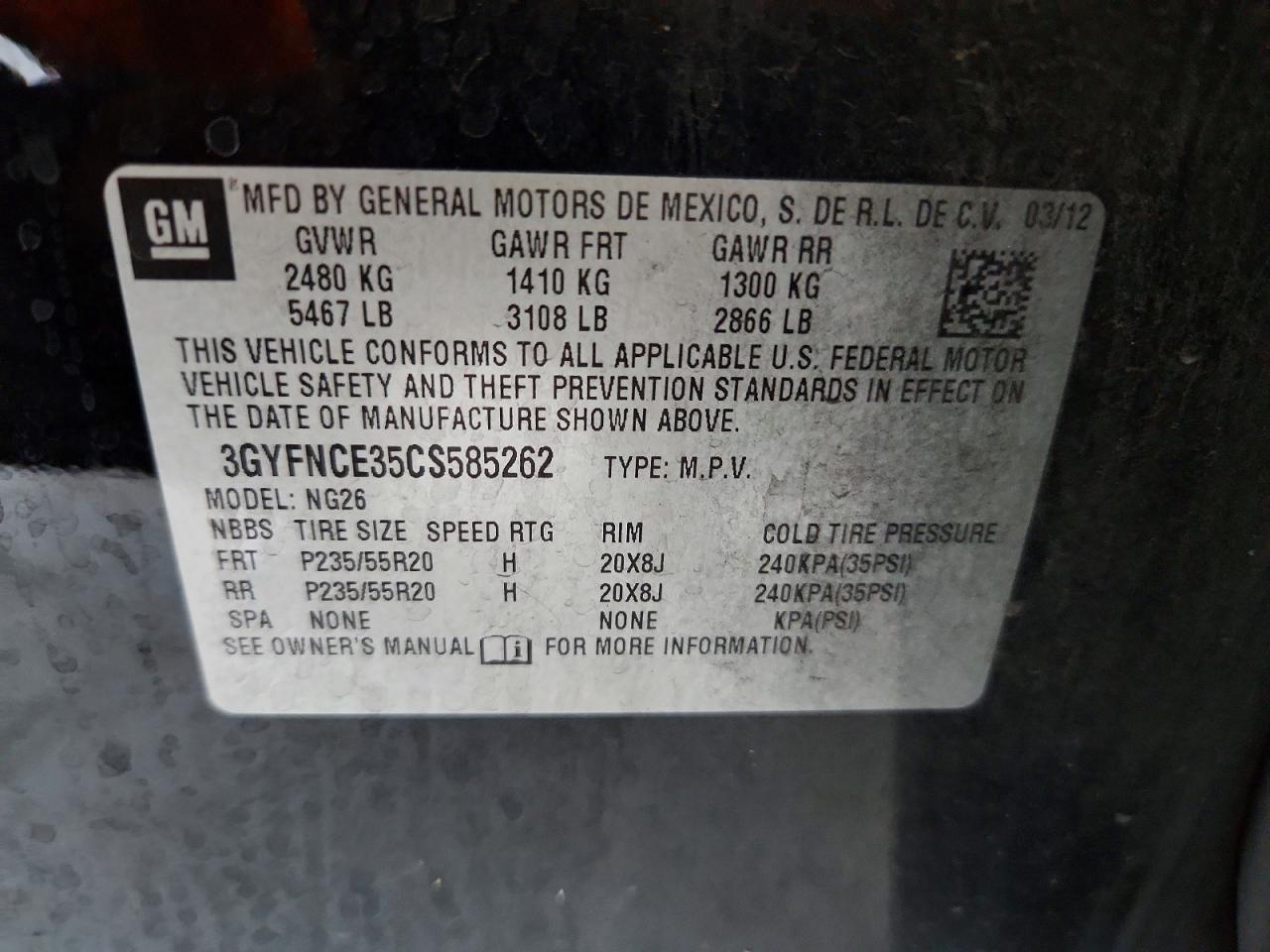 2012 Cadillac Srx Premium Collection Черный vin: 3GYFNCE35CS585262