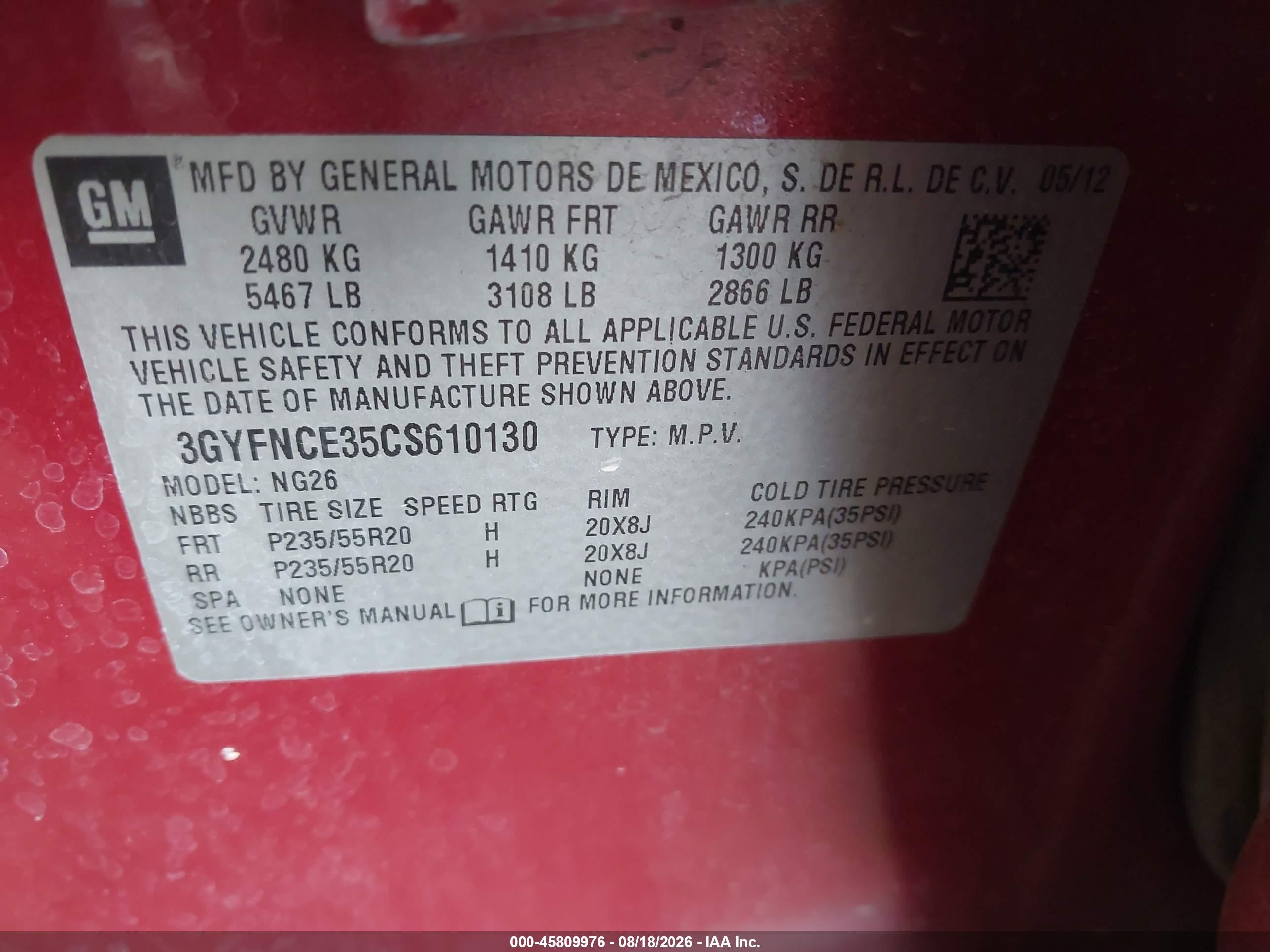 2012 Cadillac Srx Premium Collection Red vin: 3GYFNCE35CS610130