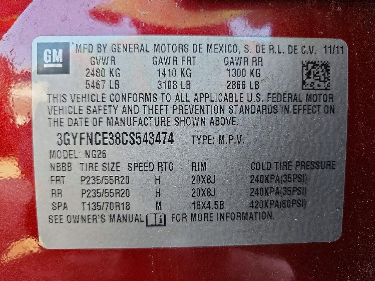 2012 Cadillac Srx Premium Collection Красный vin: 3GYFNCE38CS543474