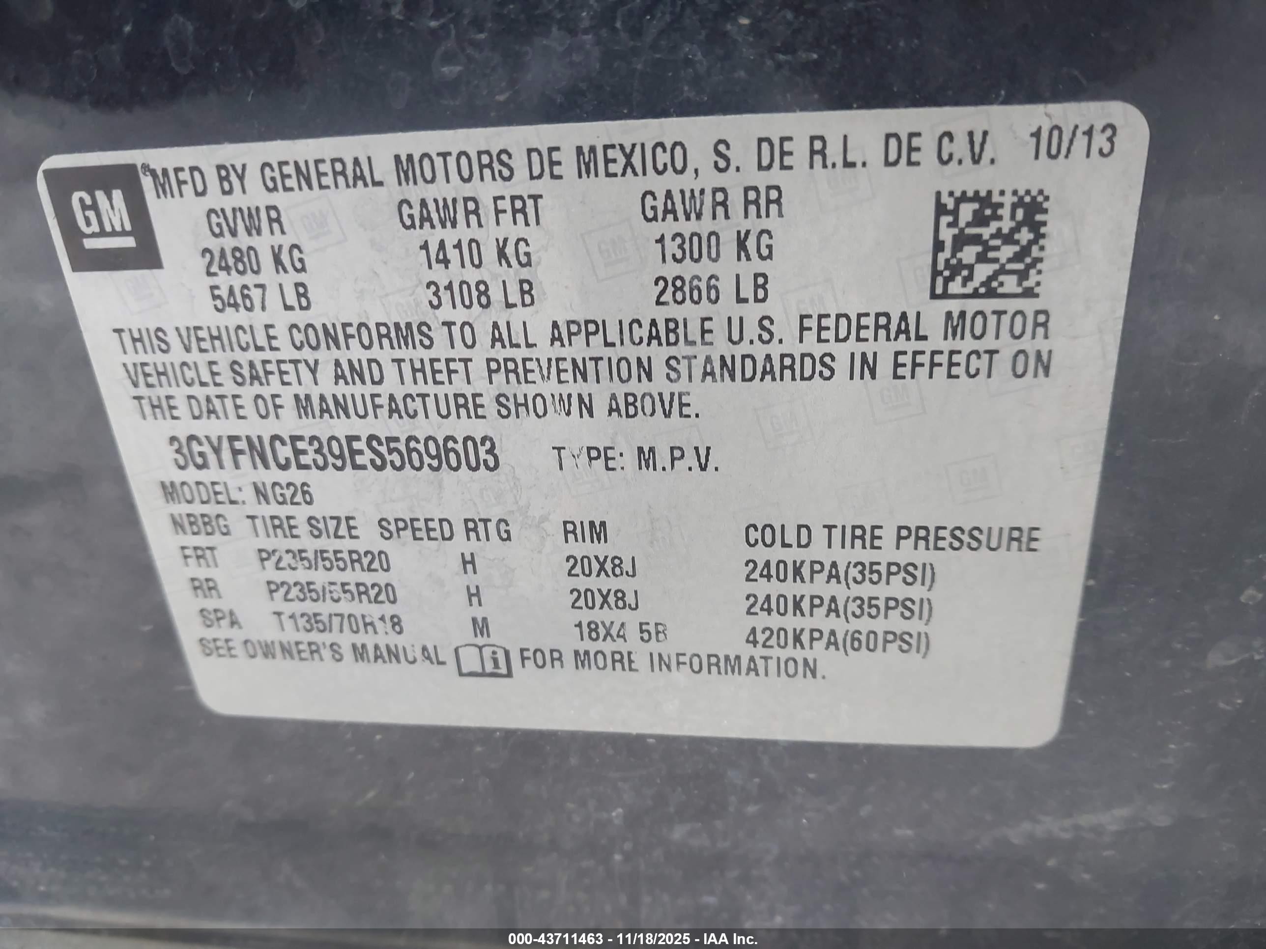 2014 Cadillac Srx Performance Collection Blue vin: 3GYFNCE39ES569603