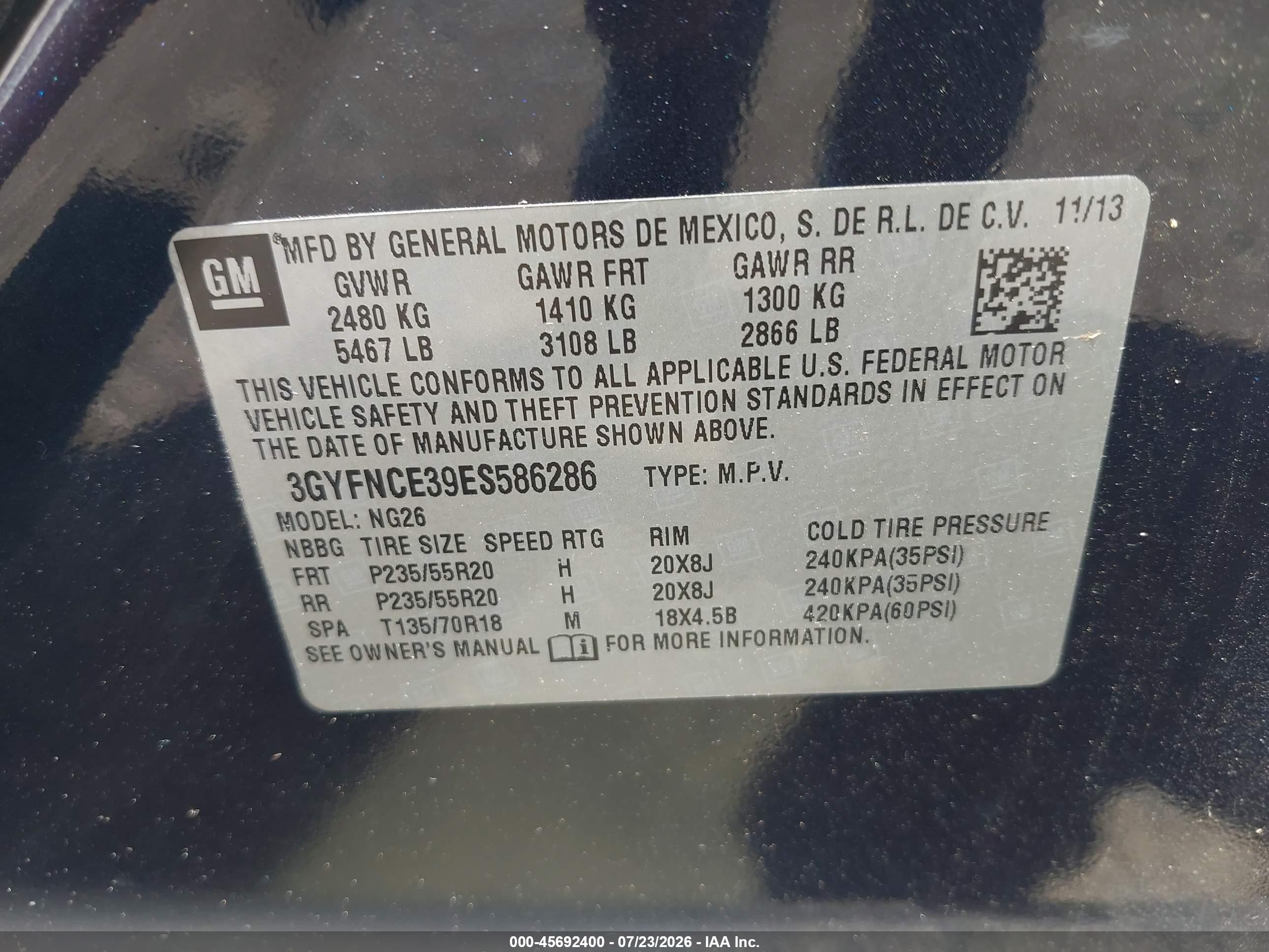 2014 Cadillac Srx Performance Collection Dark Blue vin: 3GYFNCE39ES586286
