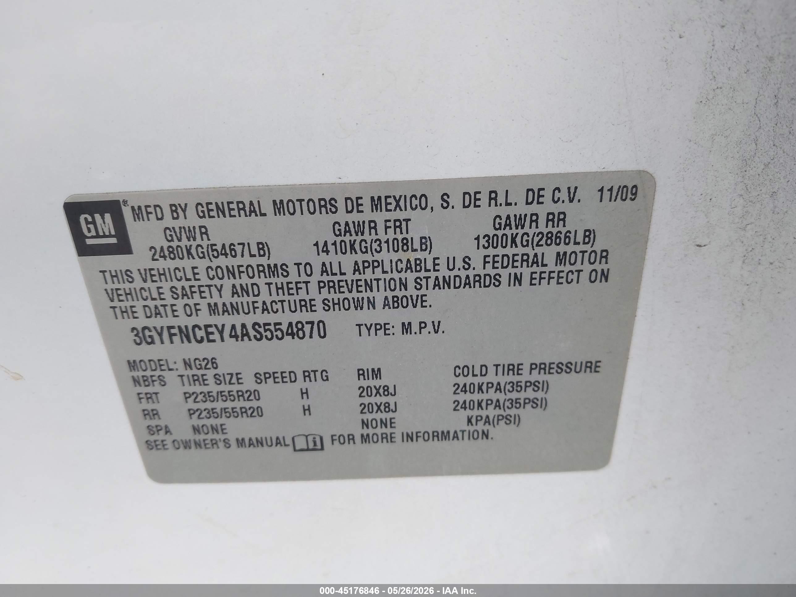 2010 Cadillac Srx Premium Collection White vin: 3GYFNCEY4AS554870