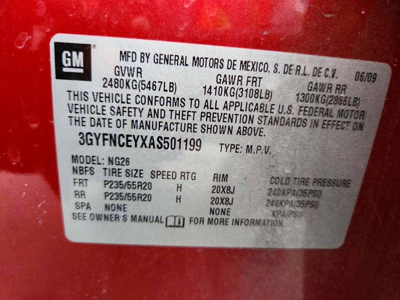 2010 Cadillac Srx Premium Collection Red vin: 3GYFNCEYXAS501199
