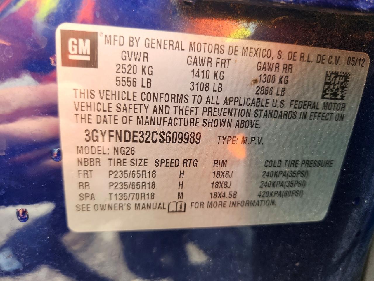 2012 Cadillac Srx Luxury Collection Blue vin: 3GYFNDE32CS609989