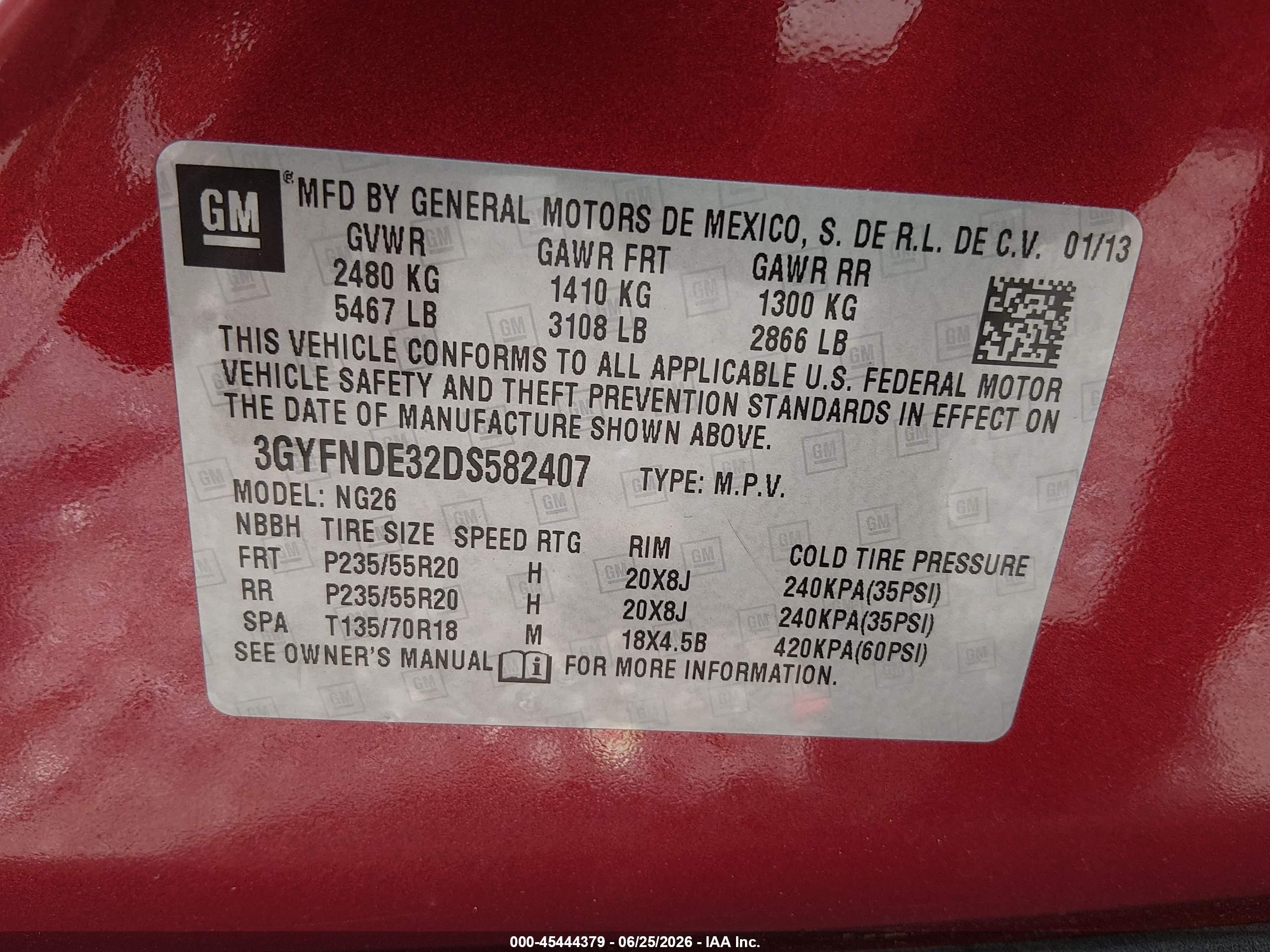 2013 Cadillac Srx Performance Collection Red vin: 3GYFNDE32DS582407