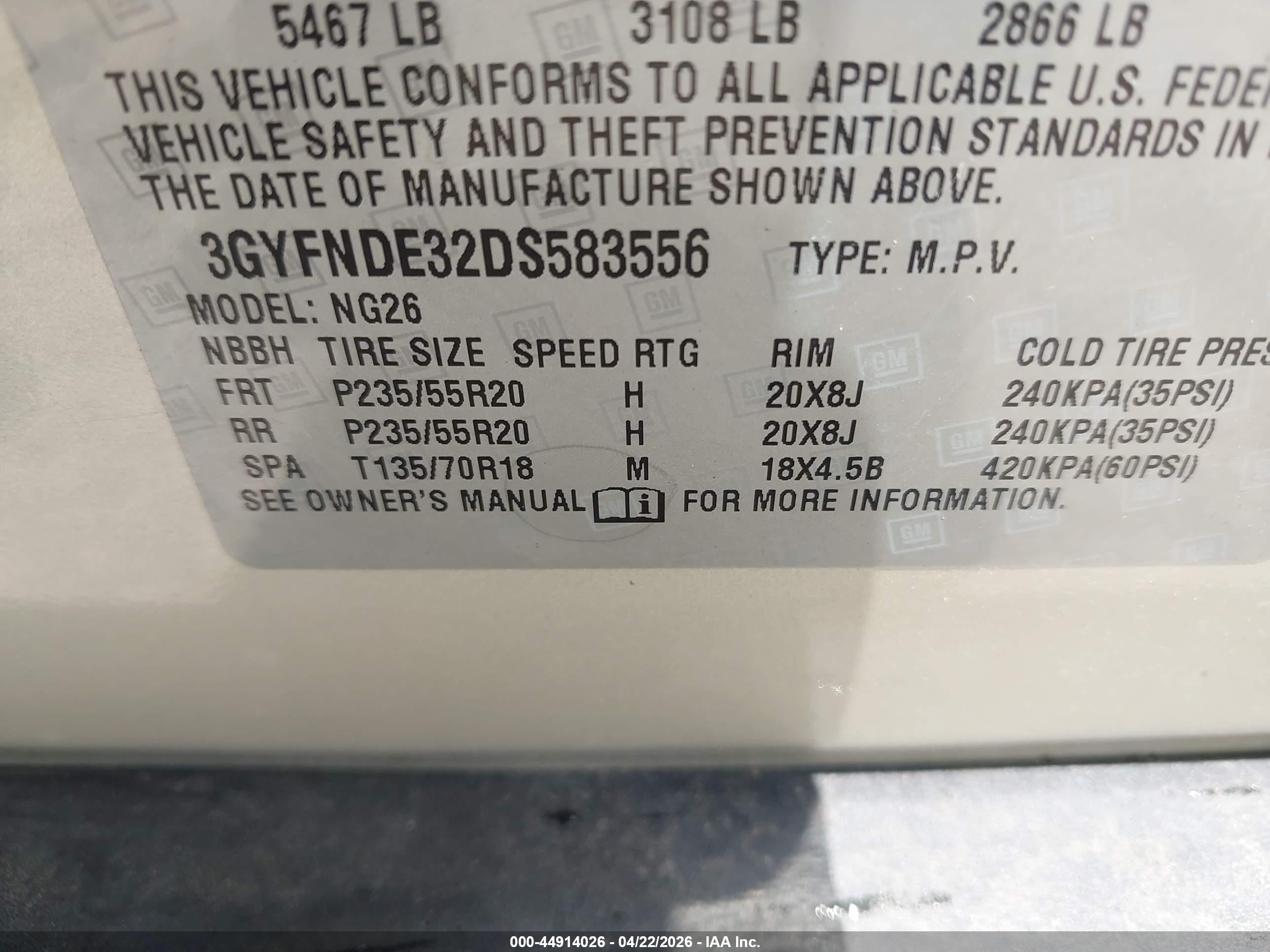 2013 Cadillac Srx Performance Collection Champagne vin: 3GYFNDE32DS583556