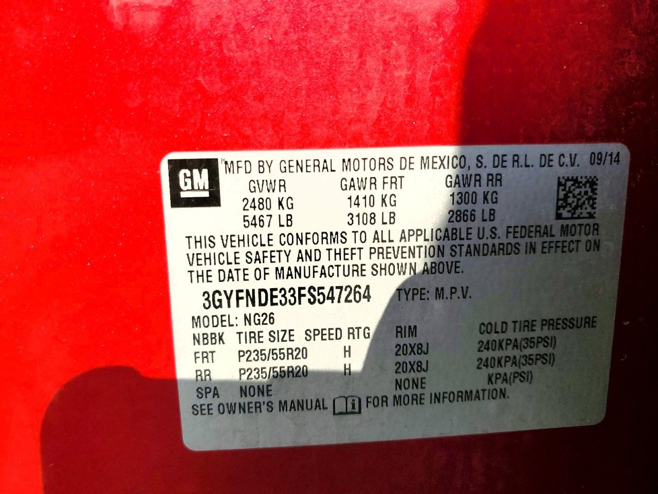2015 Cadillac Srx Premium Collection Red vin: 3GYFNDE33FS547264
