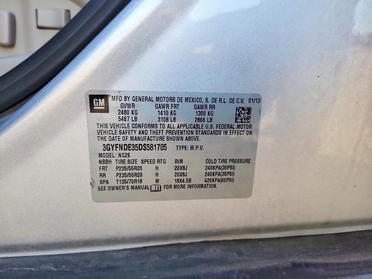 2013 Cadillac Srx Performance Collection Silver vin: 3GYFNDE35DS581705