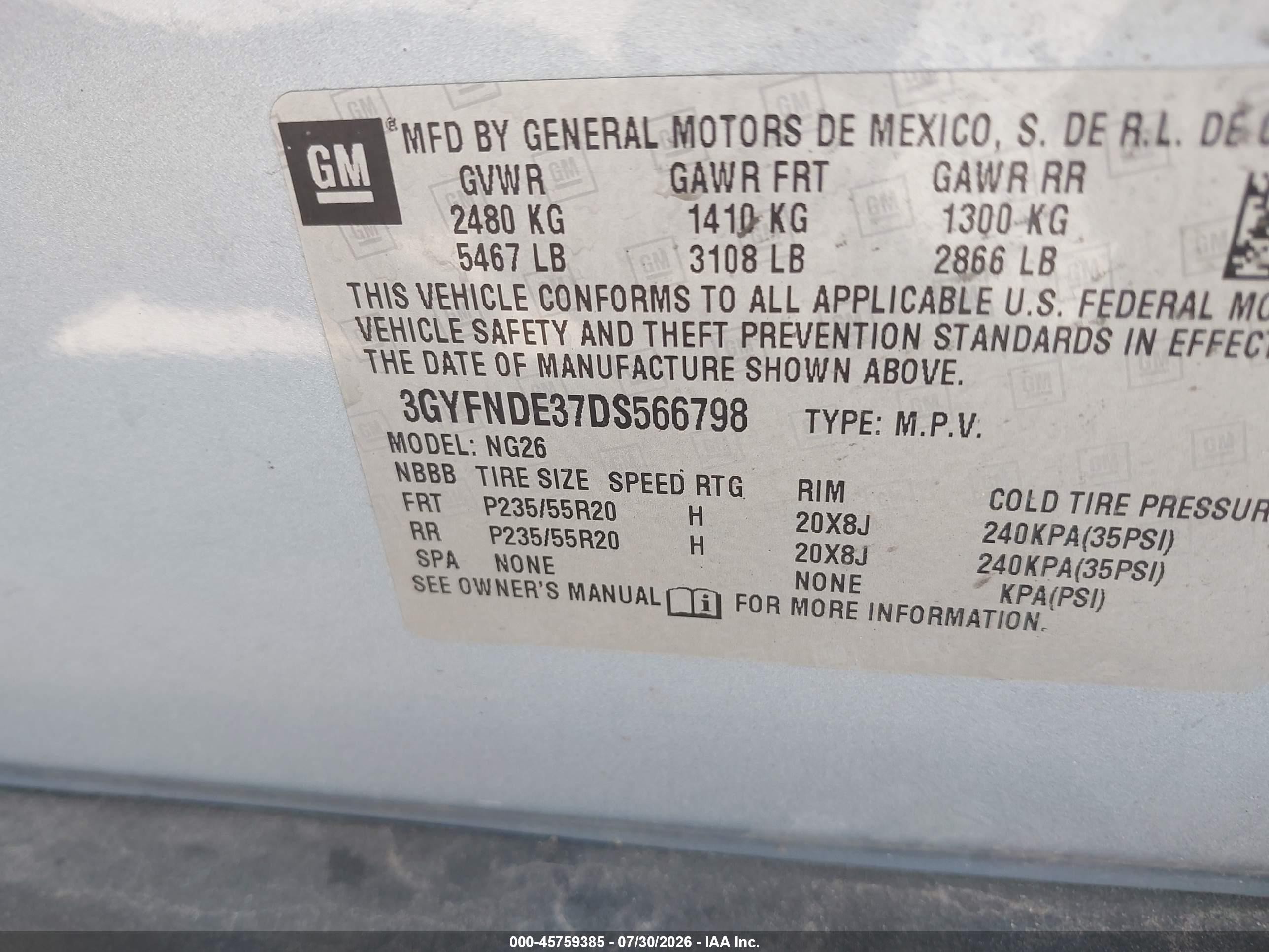 2013 Cadillac Srx Performance Collection Light Blue vin: 3GYFNDE37DS566798