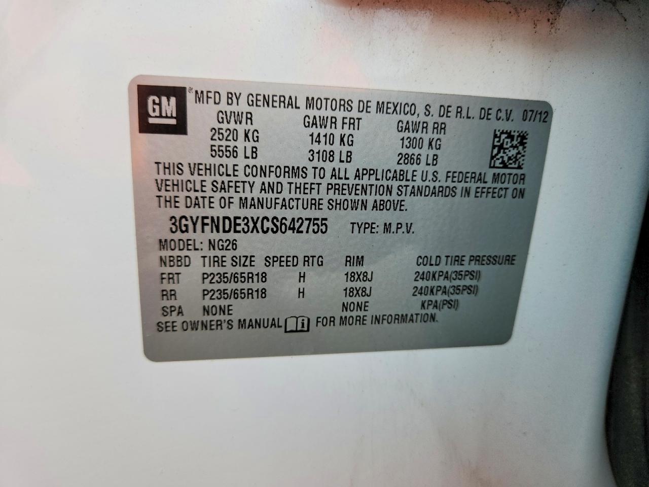 2012 Cadillac Srx Luxury Collection Двухцветный vin: 3GYFNDE3XCS642755