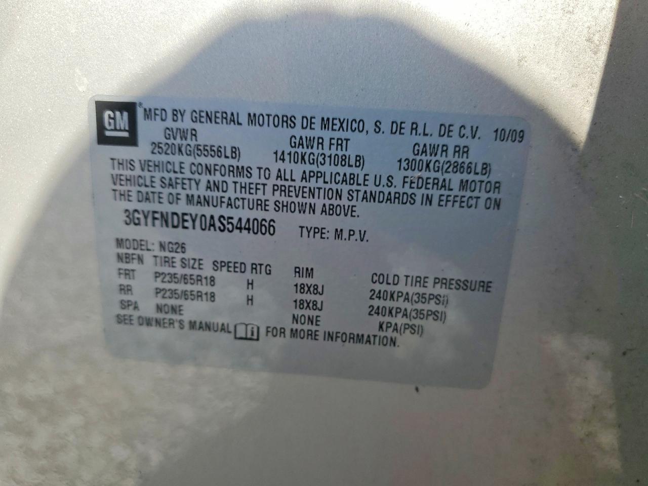2010 Cadillac Srx Luxury Collection Cream vin: 3GYFNDEY0AS544066