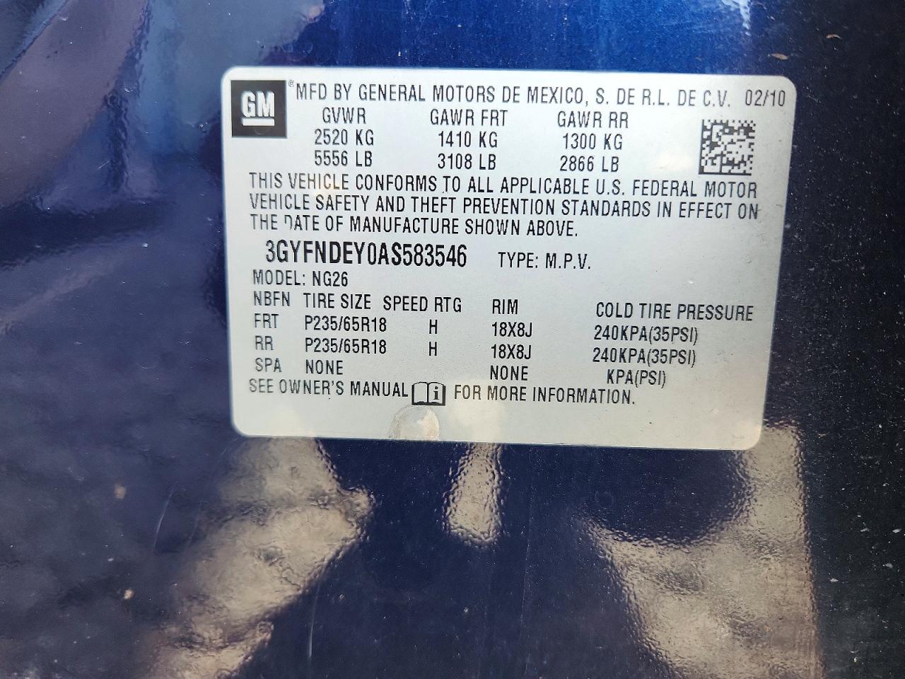 2010 Cadillac Srx Luxury Collection Blue vin: 3GYFNDEY0AS583546