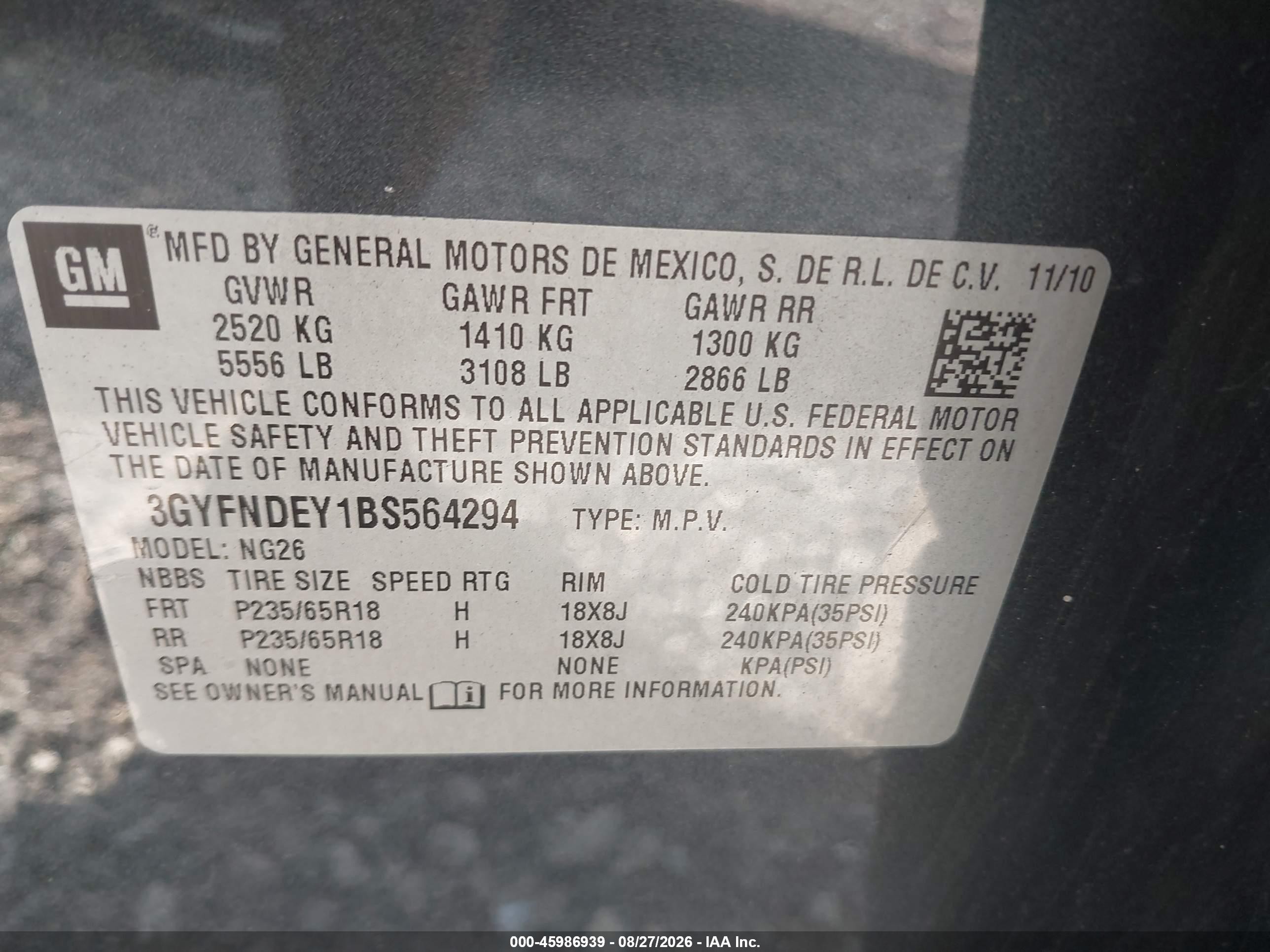 2011 Cadillac Srx Luxury Collection Gray vin: 3GYFNDEY1BS564294