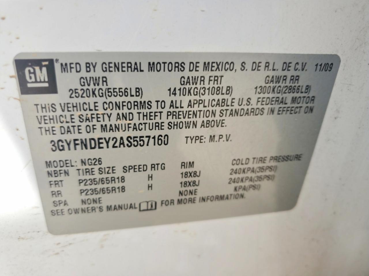 2010 Cadillac Srx Luxury Collection Белый vin: 3GYFNDEY2AS557160