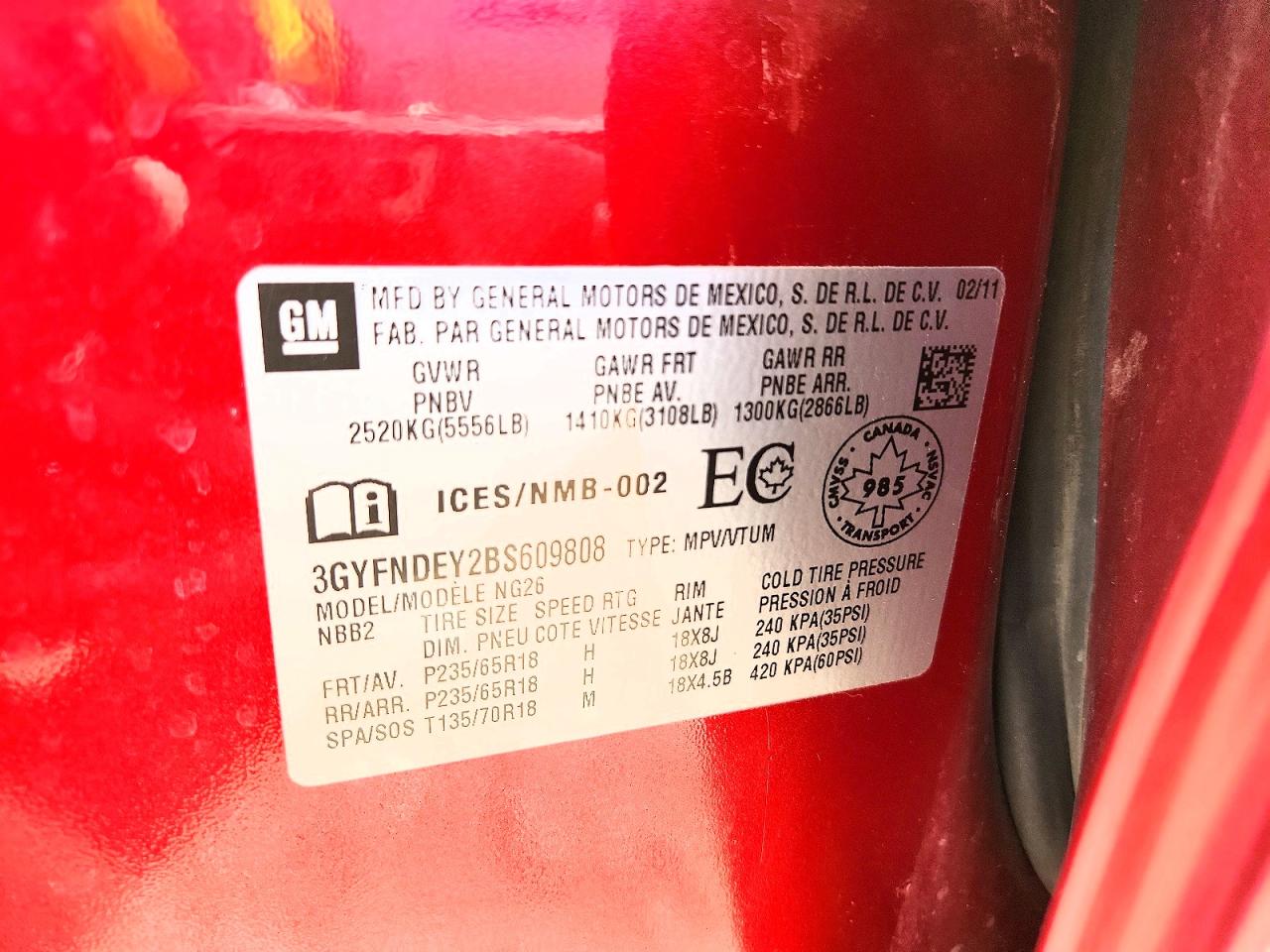 2011 Cadillac Srx Luxury Collection Red vin: 3GYFNDEY2BS609808