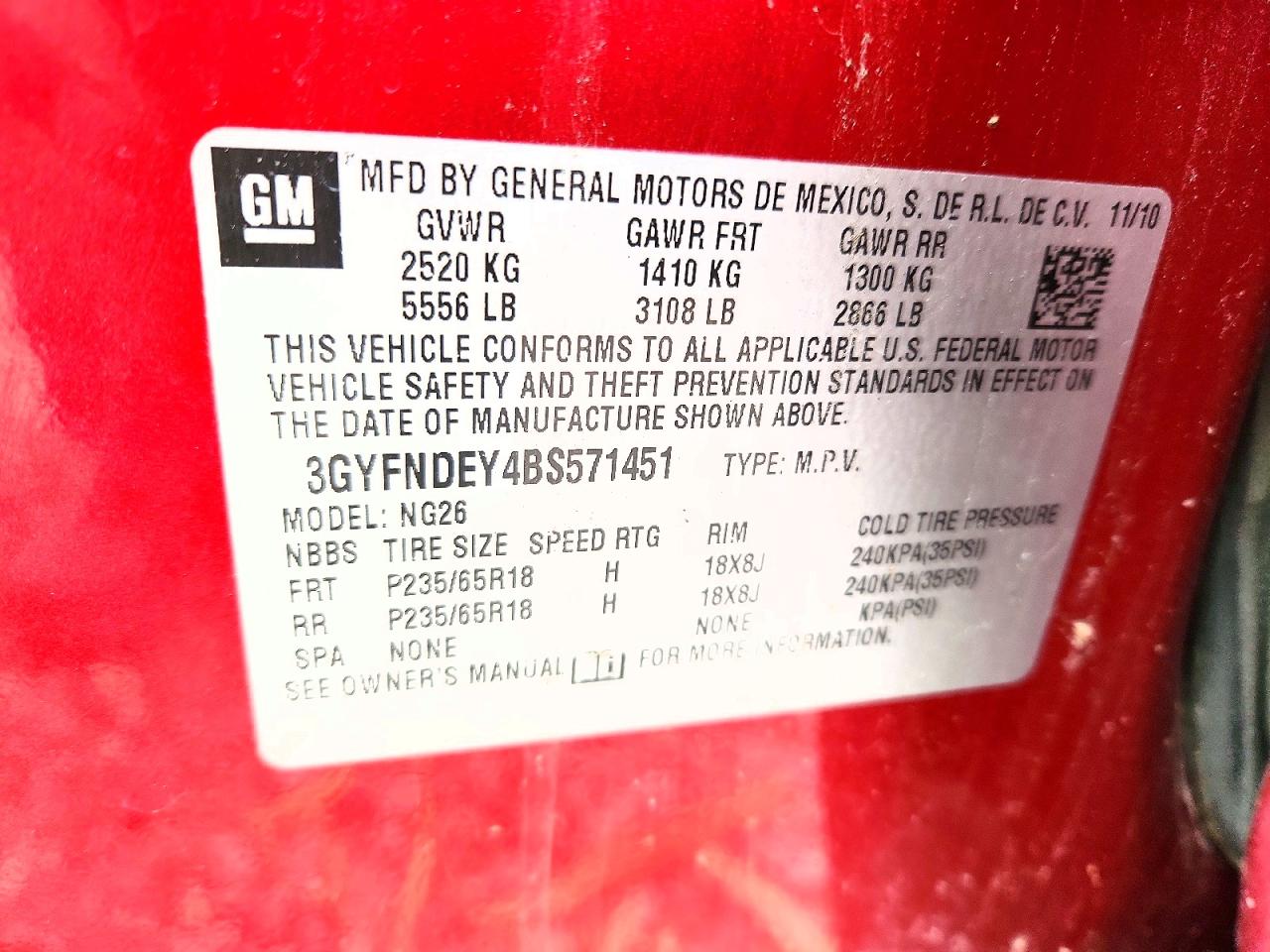 2011 Cadillac Srx Luxury Collection Red vin: 3GYFNDEY4BS571451