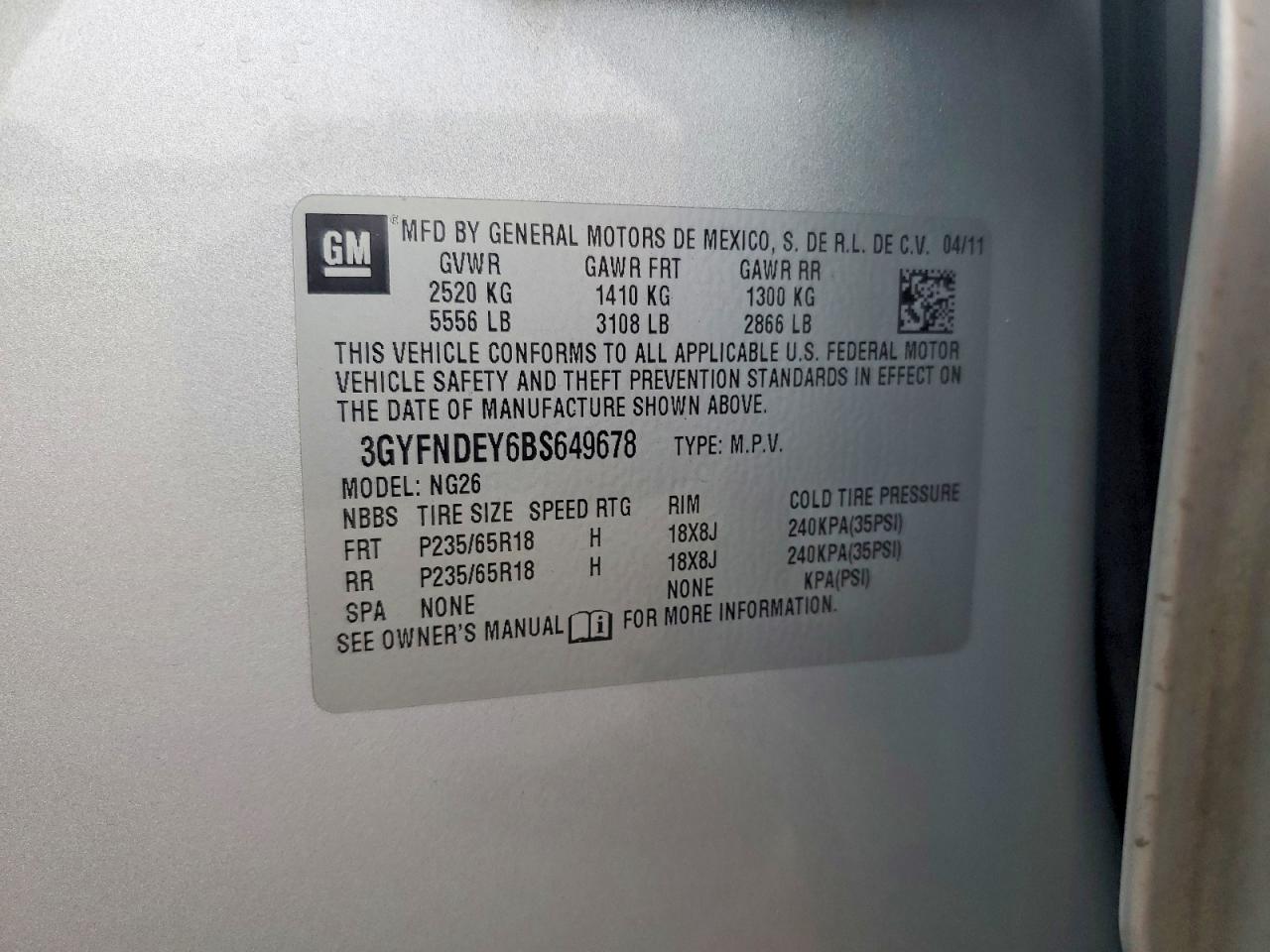 2011 Cadillac Srx Luxury Collection Серый vin: 3GYFNDEY6BS649678