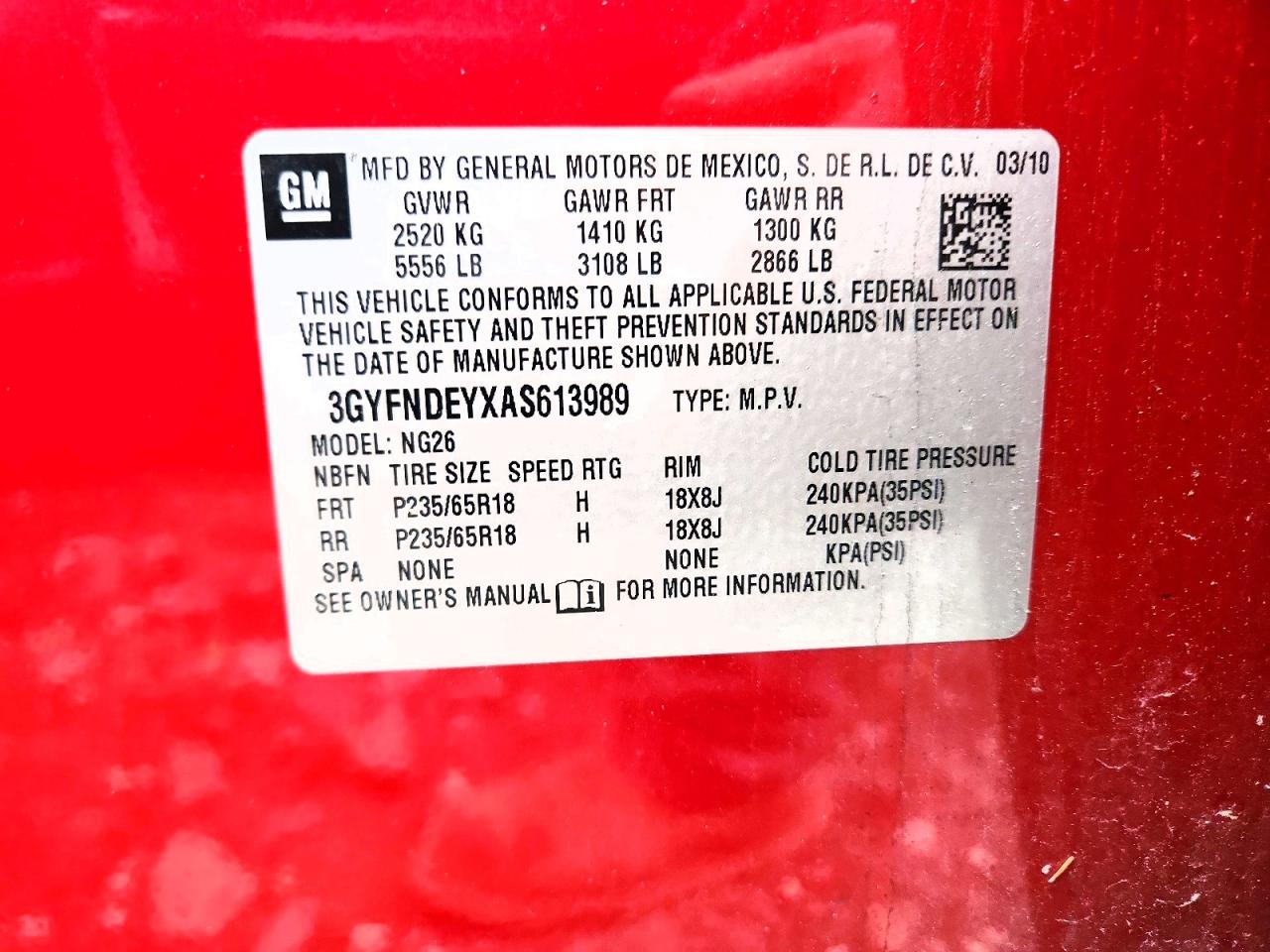 2010 Cadillac Srx Luxury Collection Red vin: 3GYFNDEYXAS613989