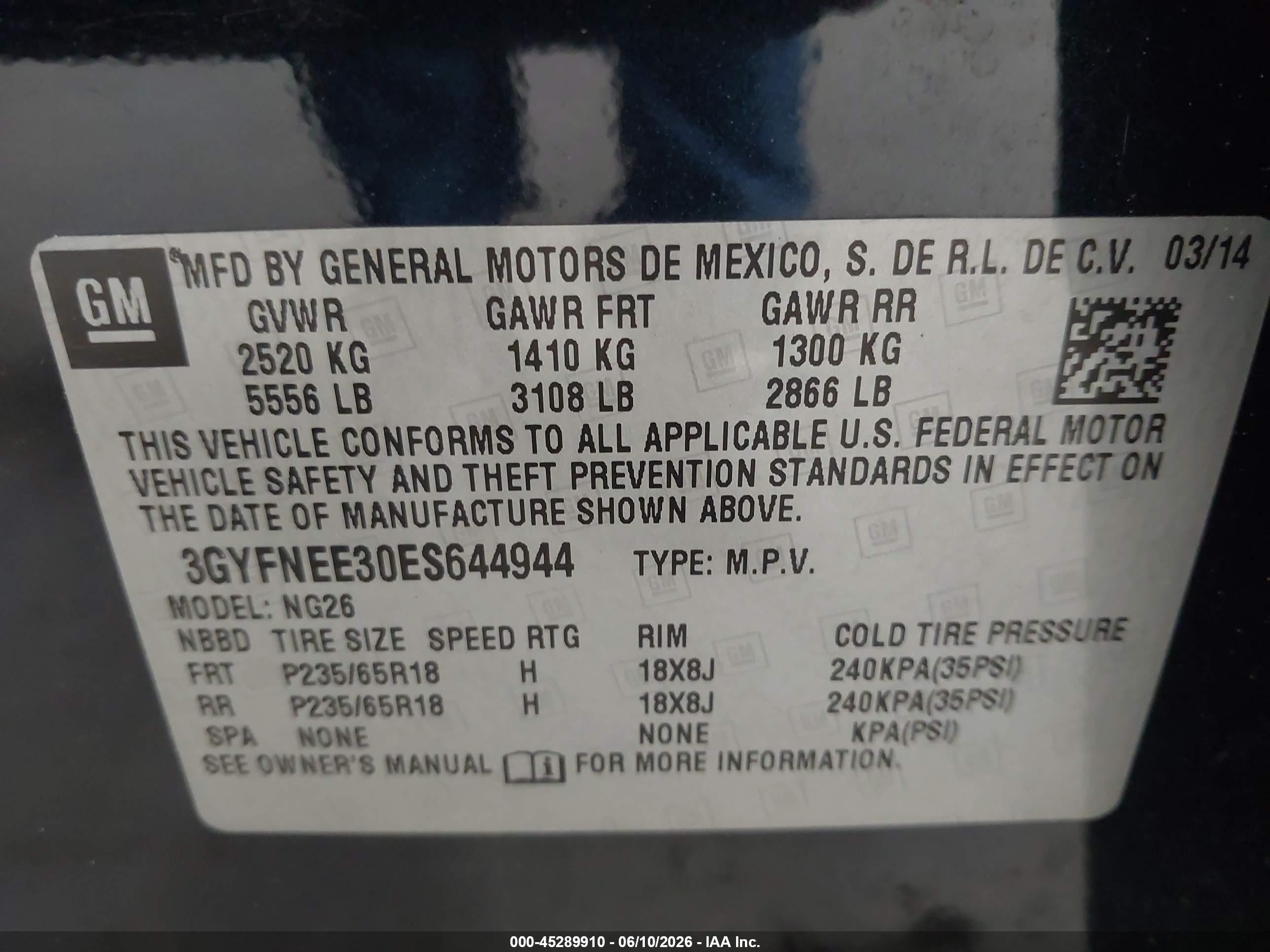 2014 Cadillac Srx Luxury Collection Dark Blue vin: 3GYFNEE30ES644944