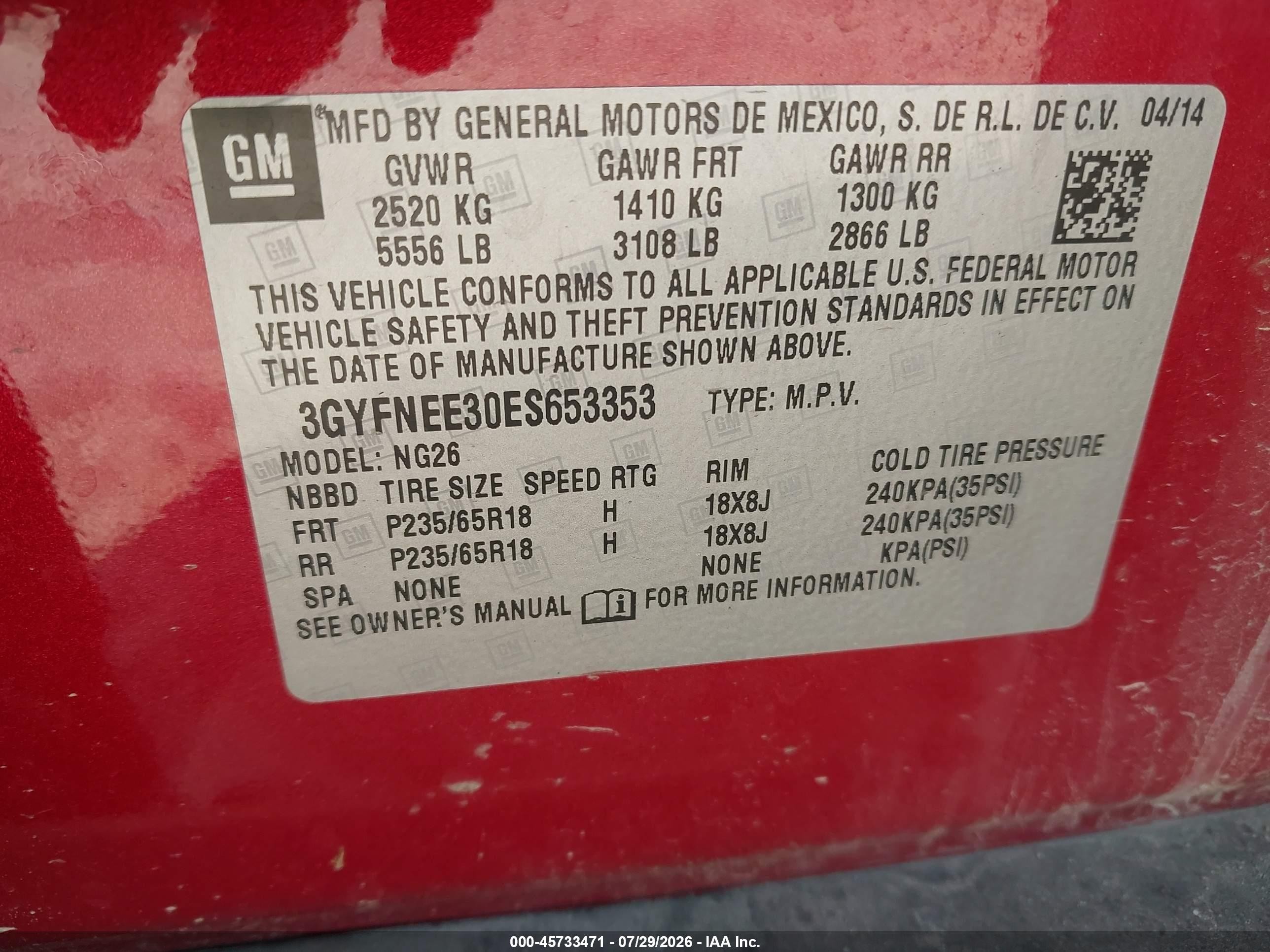 2014 Cadillac Srx Luxury Collection Red vin: 3GYFNEE30ES653353