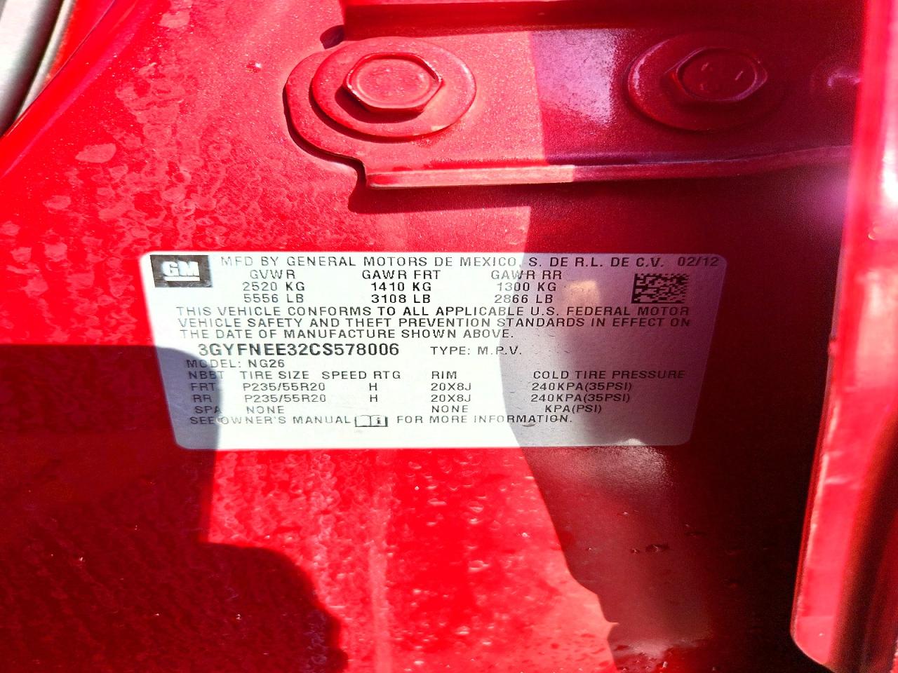 2012 Cadillac Srx Performance Collection Red vin: 3GYFNEE32CS578006
