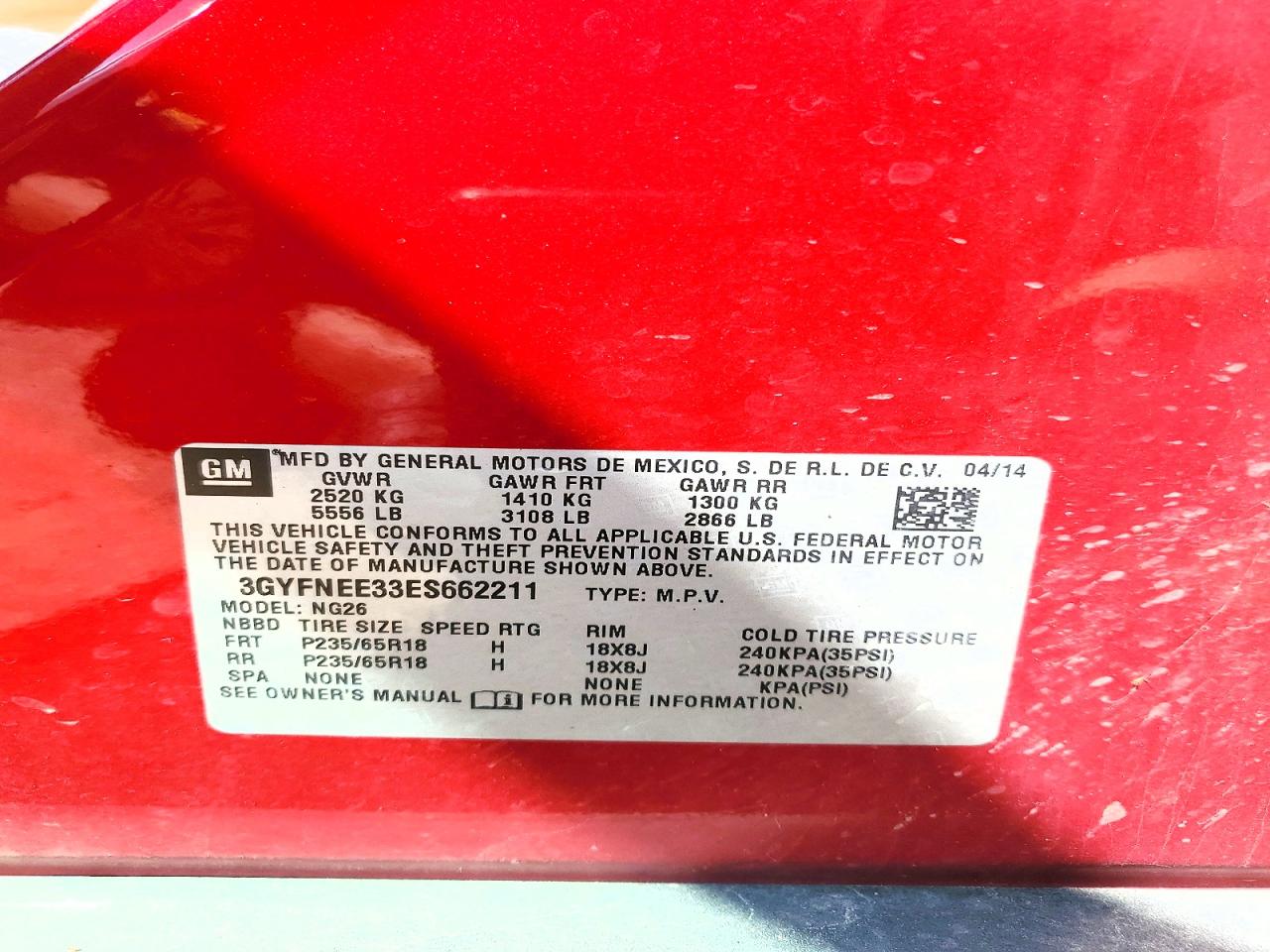 2014 Cadillac Srx Luxury Collection Burgundy vin: 3GYFNEE33ES662211