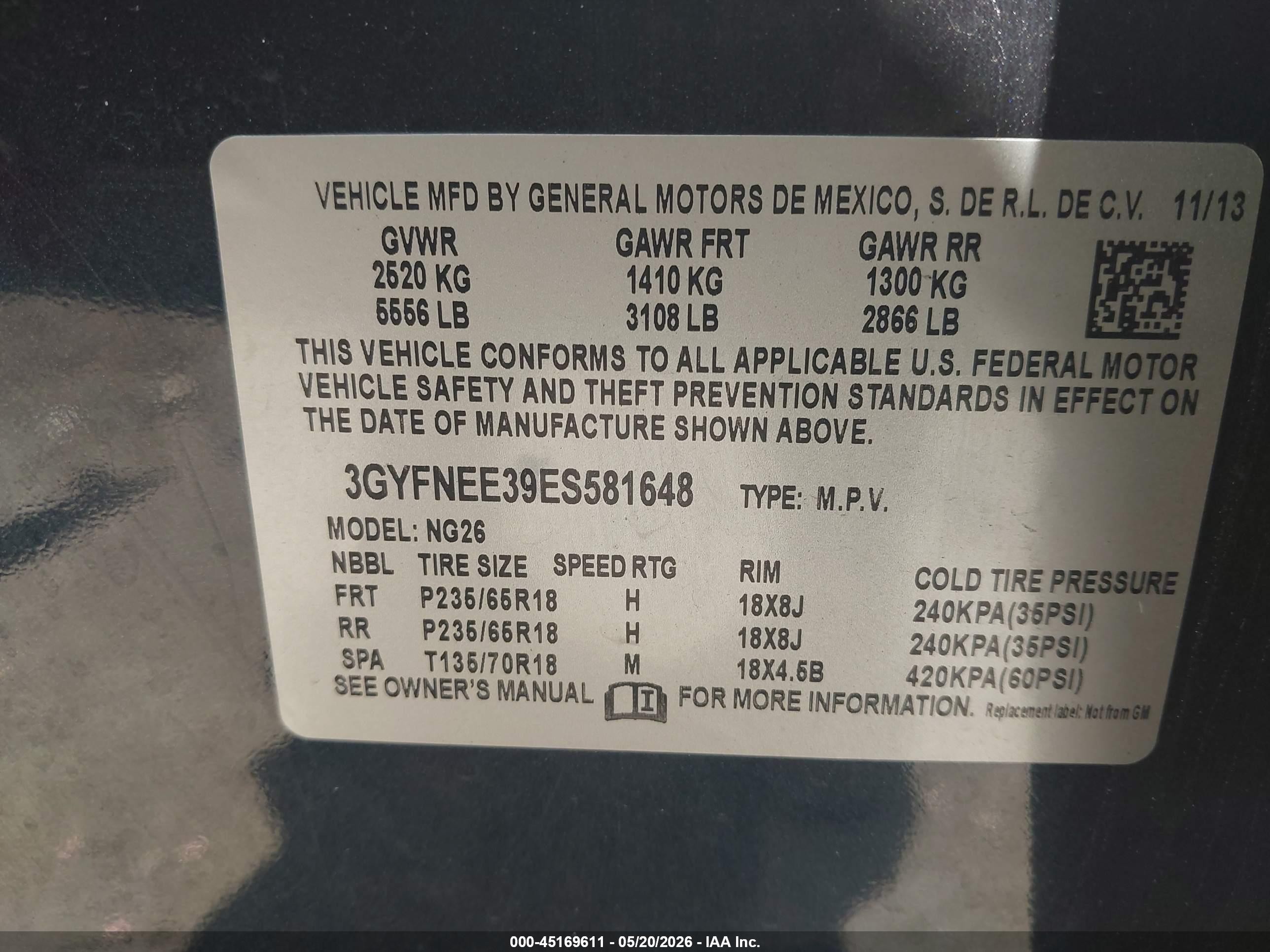 2014 Cadillac Srx Luxury Collection Blue vin: 3GYFNEE39ES581648