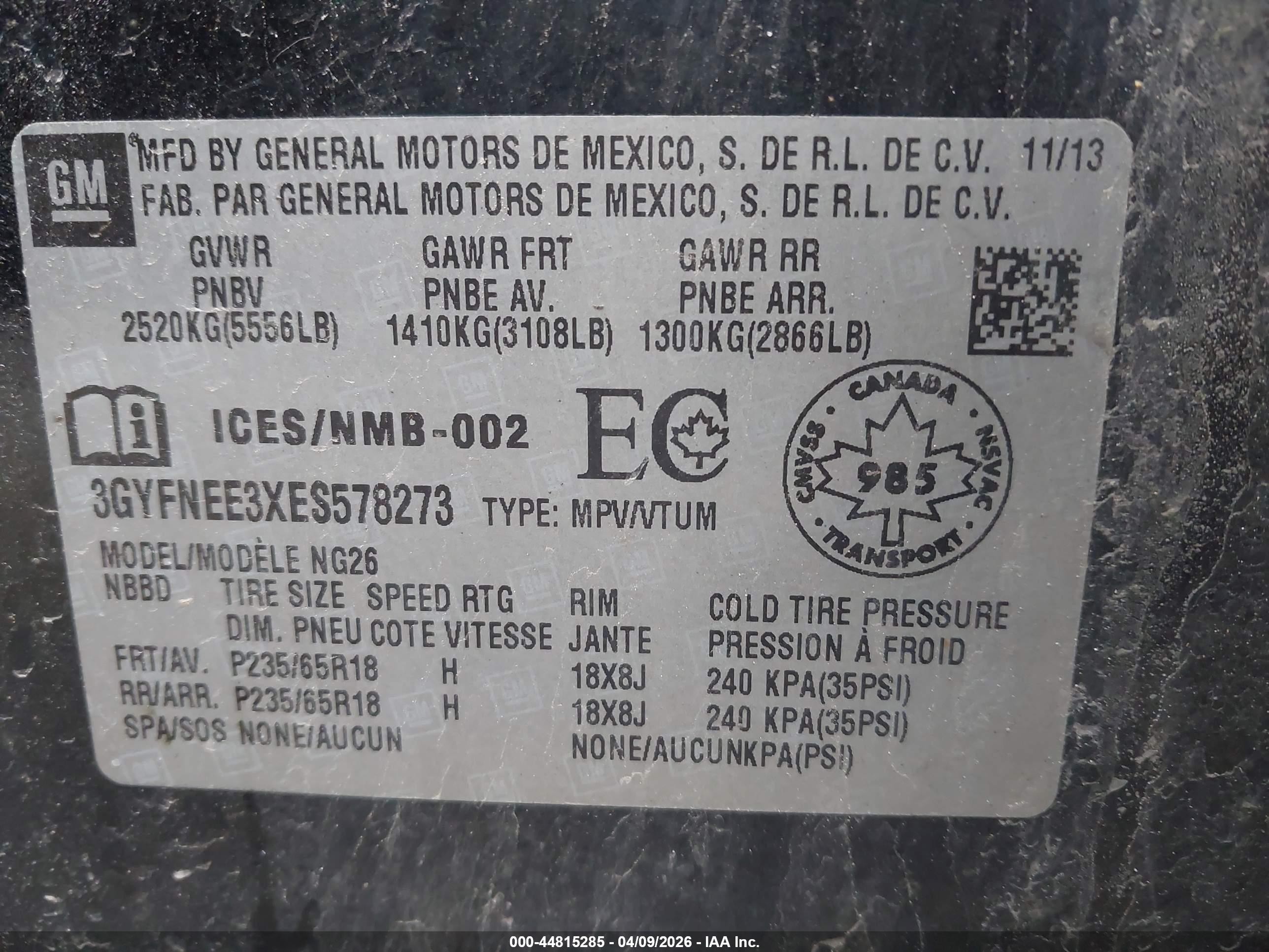 2014 Cadillac Srx Luxury Collection Black vin: 3GYFNEE3XES578273