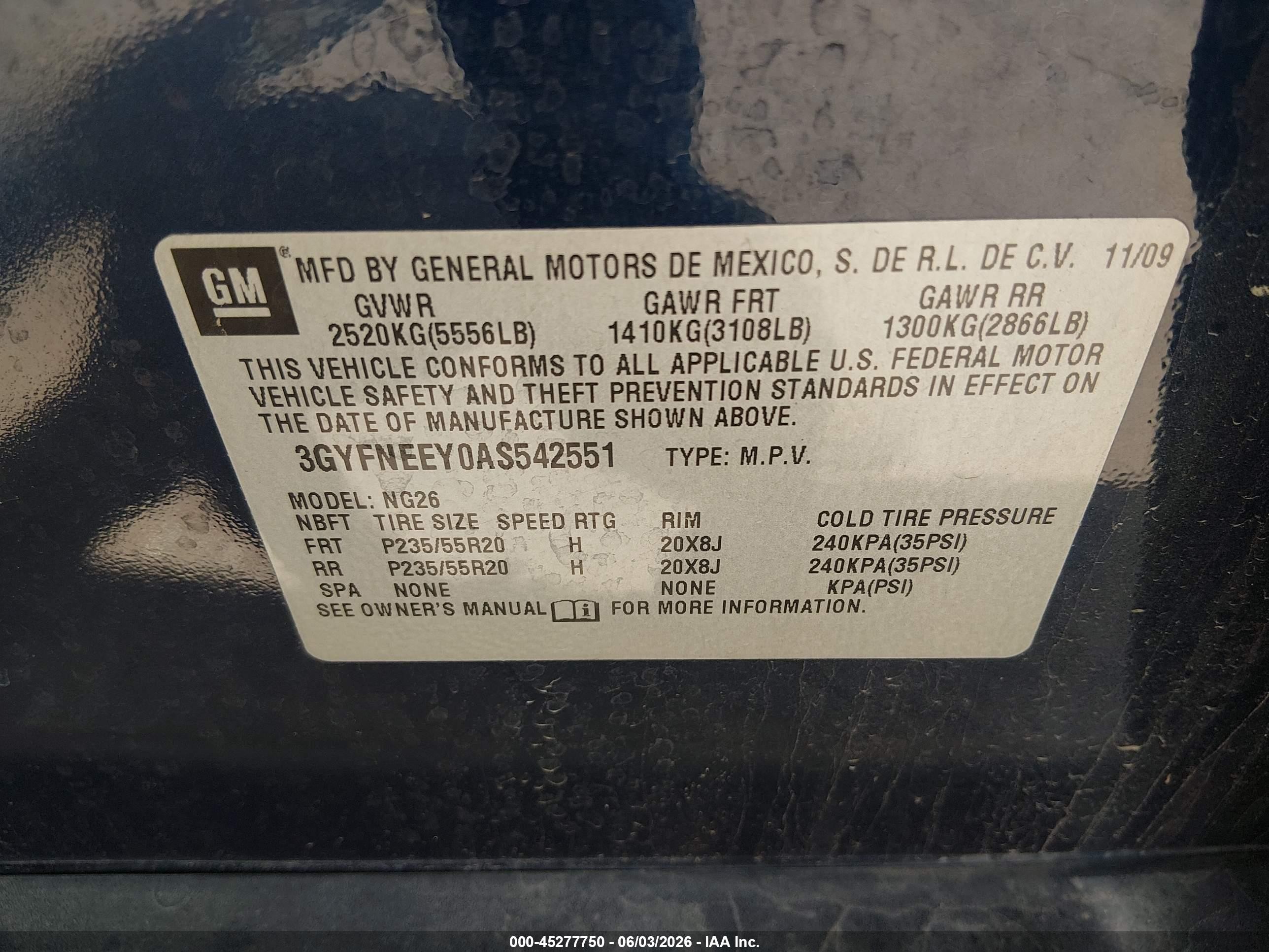 2010 Cadillac Srx Performance Collection Синий vin: 3GYFNEEY0AS542551