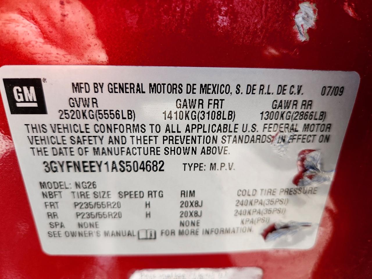 2010 Cadillac Srx Performance Collection Red vin: 3GYFNEEY1AS504682