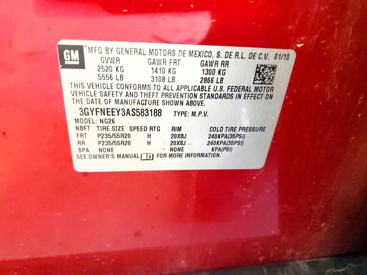 2010 Cadillac Srx Performance Collection Red vin: 3GYFNEEY3AS583188
