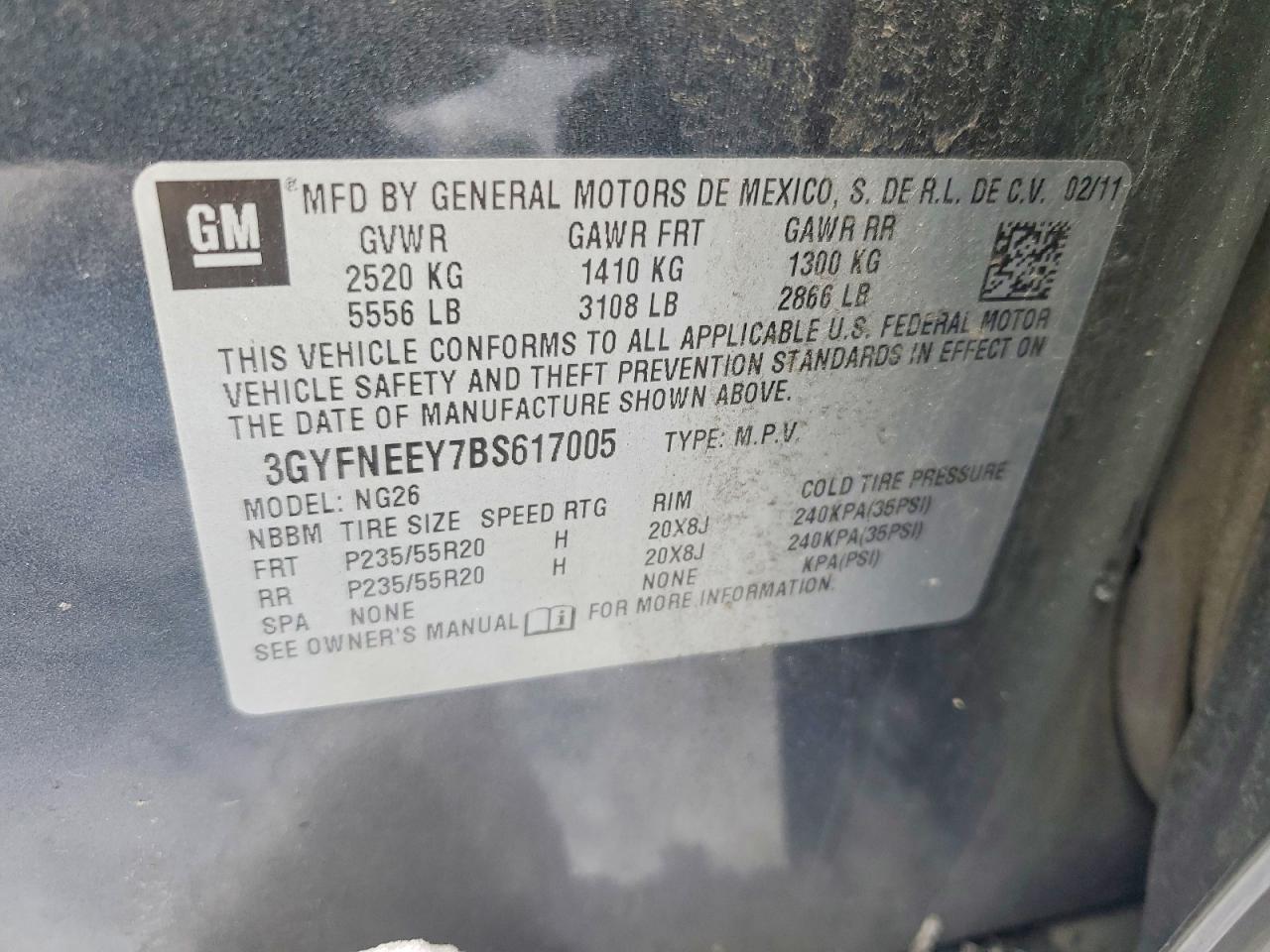 2011 Cadillac Srx Performance Collection Gray vin: 3GYFNEEY7BS617005