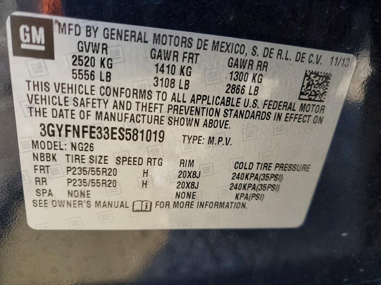 2014 Cadillac Srx Performance Collection Charcoal vin: 3GYFNFE33ES581019