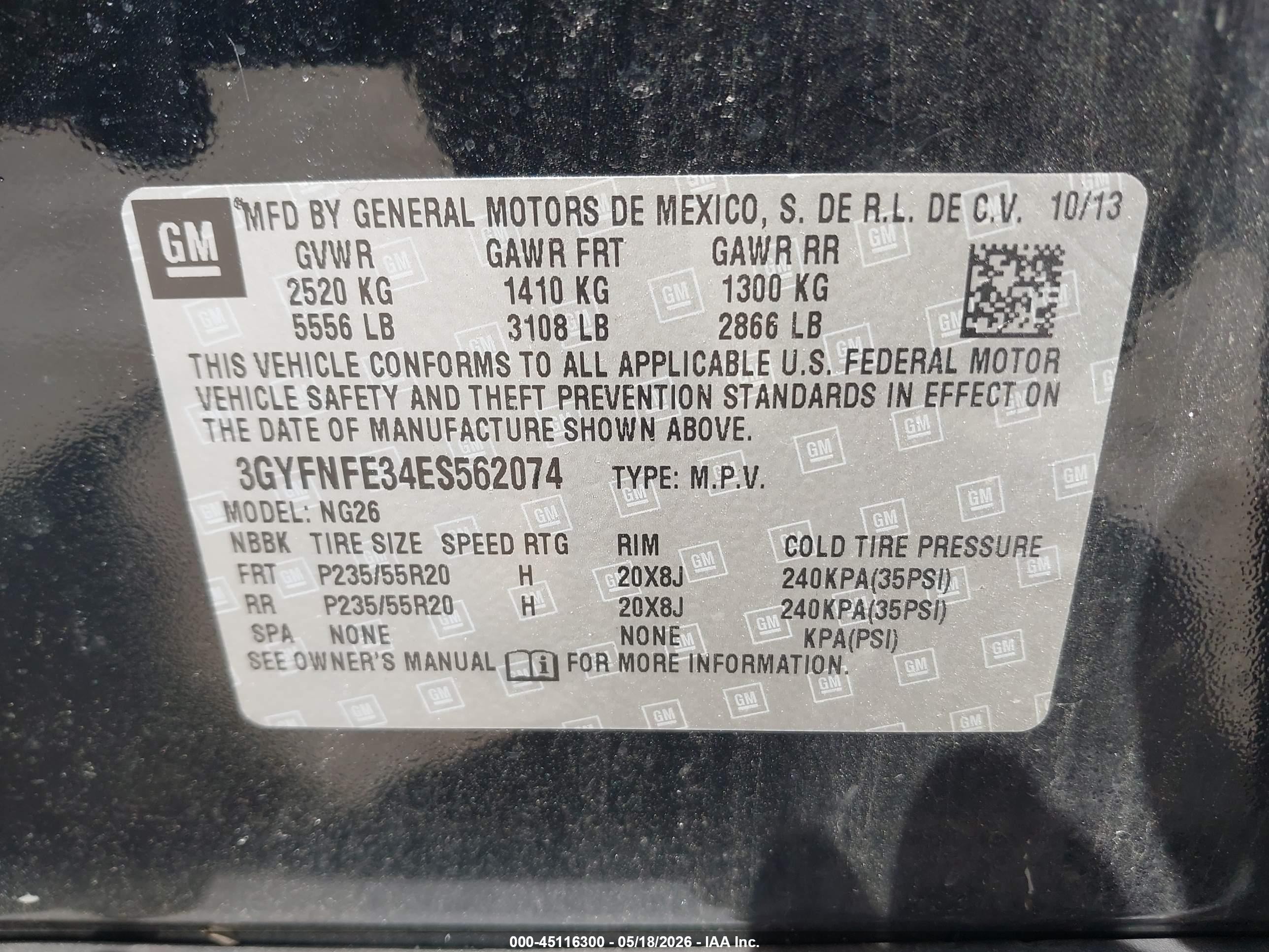 2014 Cadillac Srx Performance Collection Black vin: 3GYFNFE34ES562074
