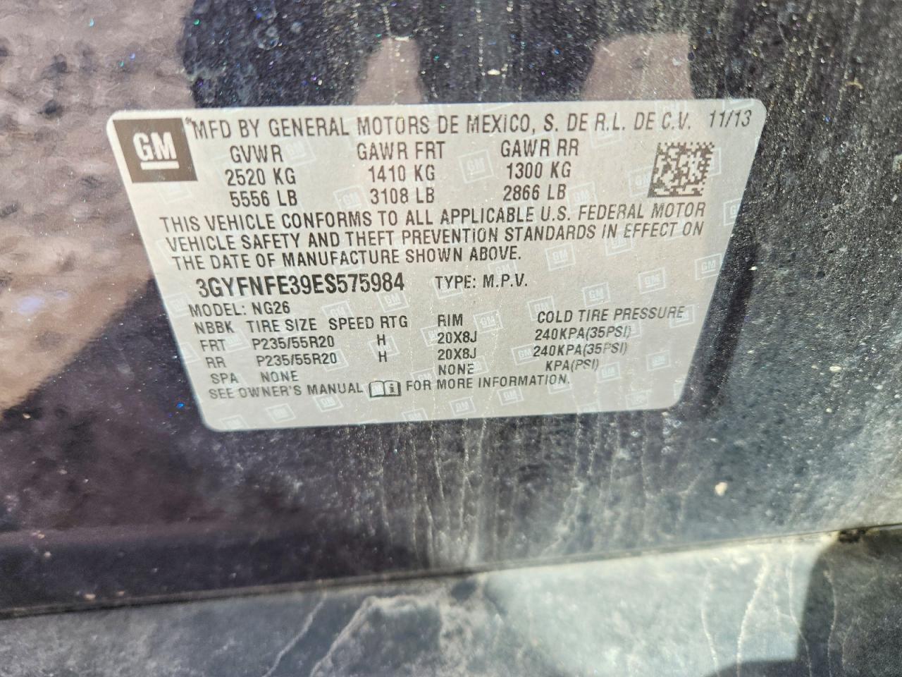 2014 Cadillac Srx Performance Collection Charcoal vin: 3GYFNFE39ES575984