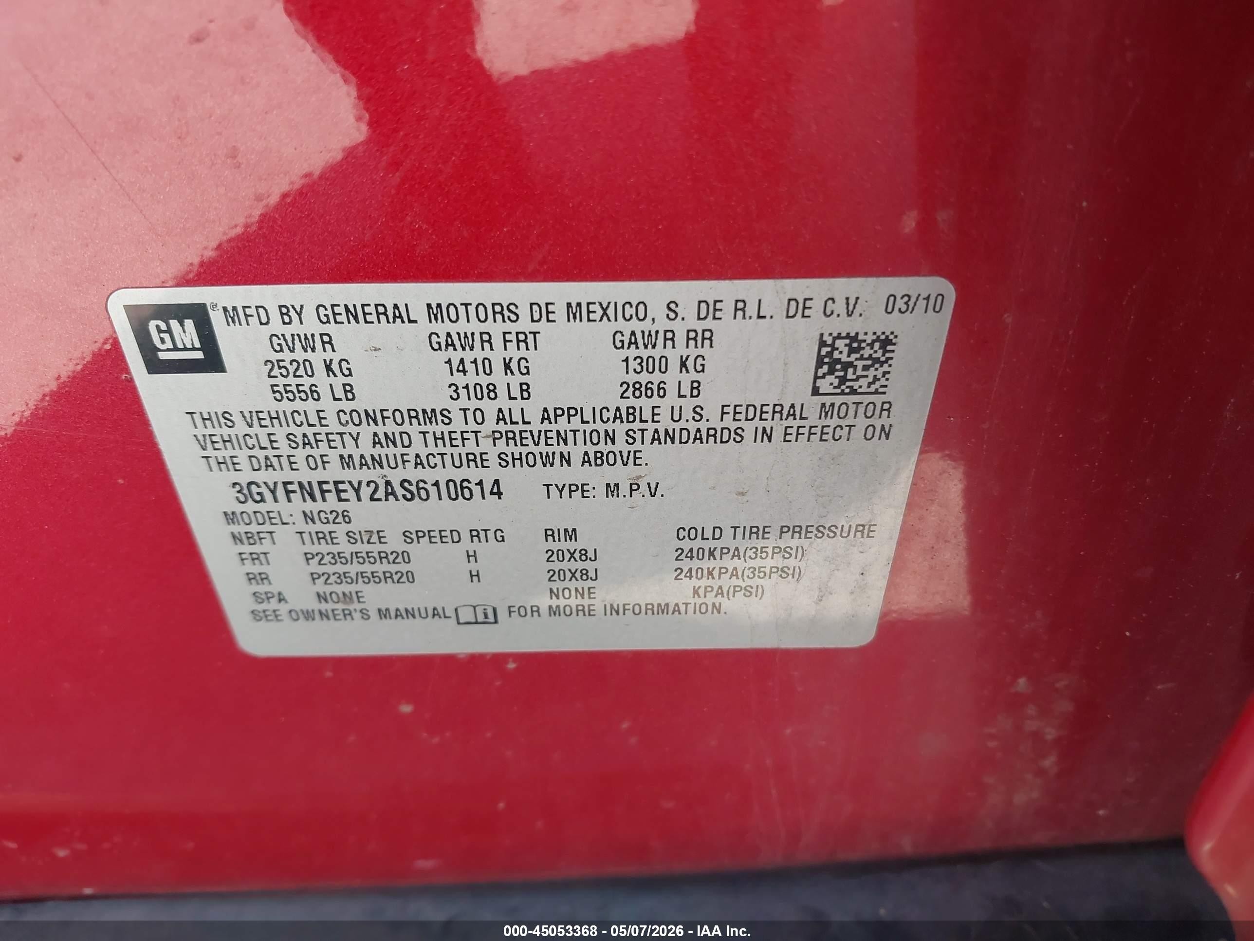 2010 Cadillac Srx Premium Collection Red vin: 3GYFNFEY2AS610614