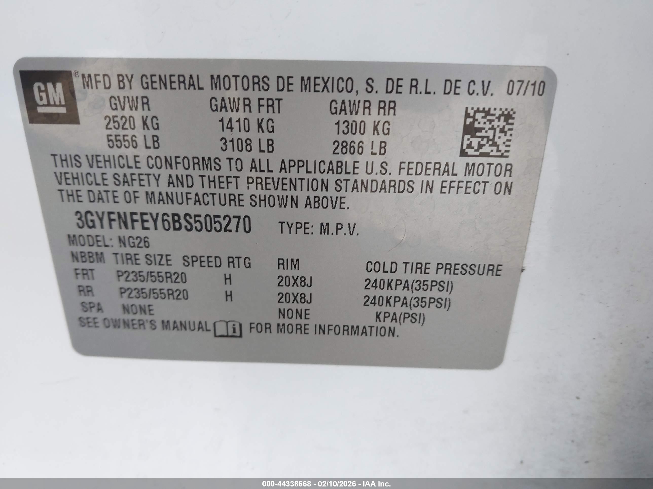 2011 Cadillac Srx Premium Collection White vin: 3GYFNFEY6BS505270