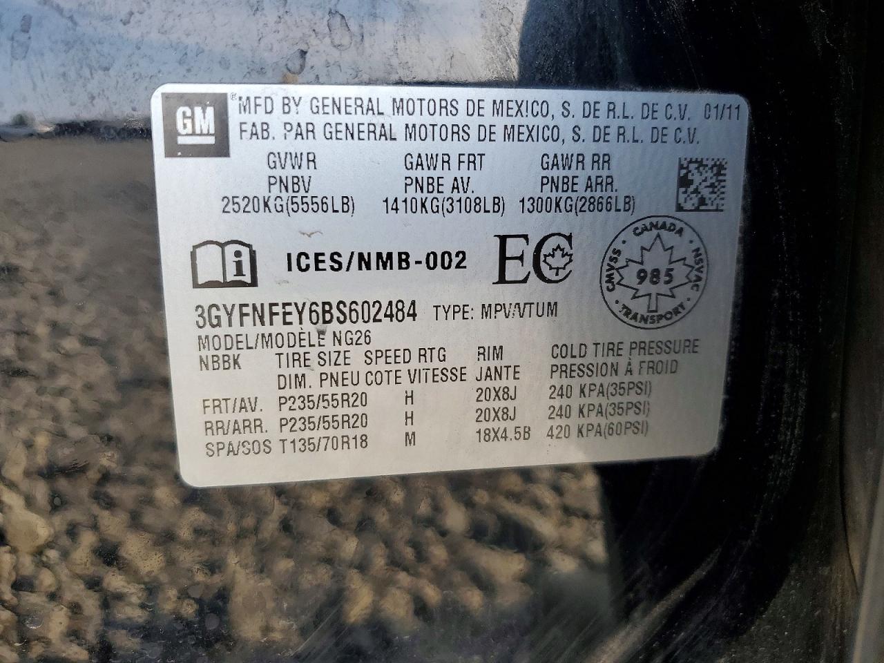2011 Cadillac Srx Premium Collection Black vin: 3GYFNFEY6BS602484
