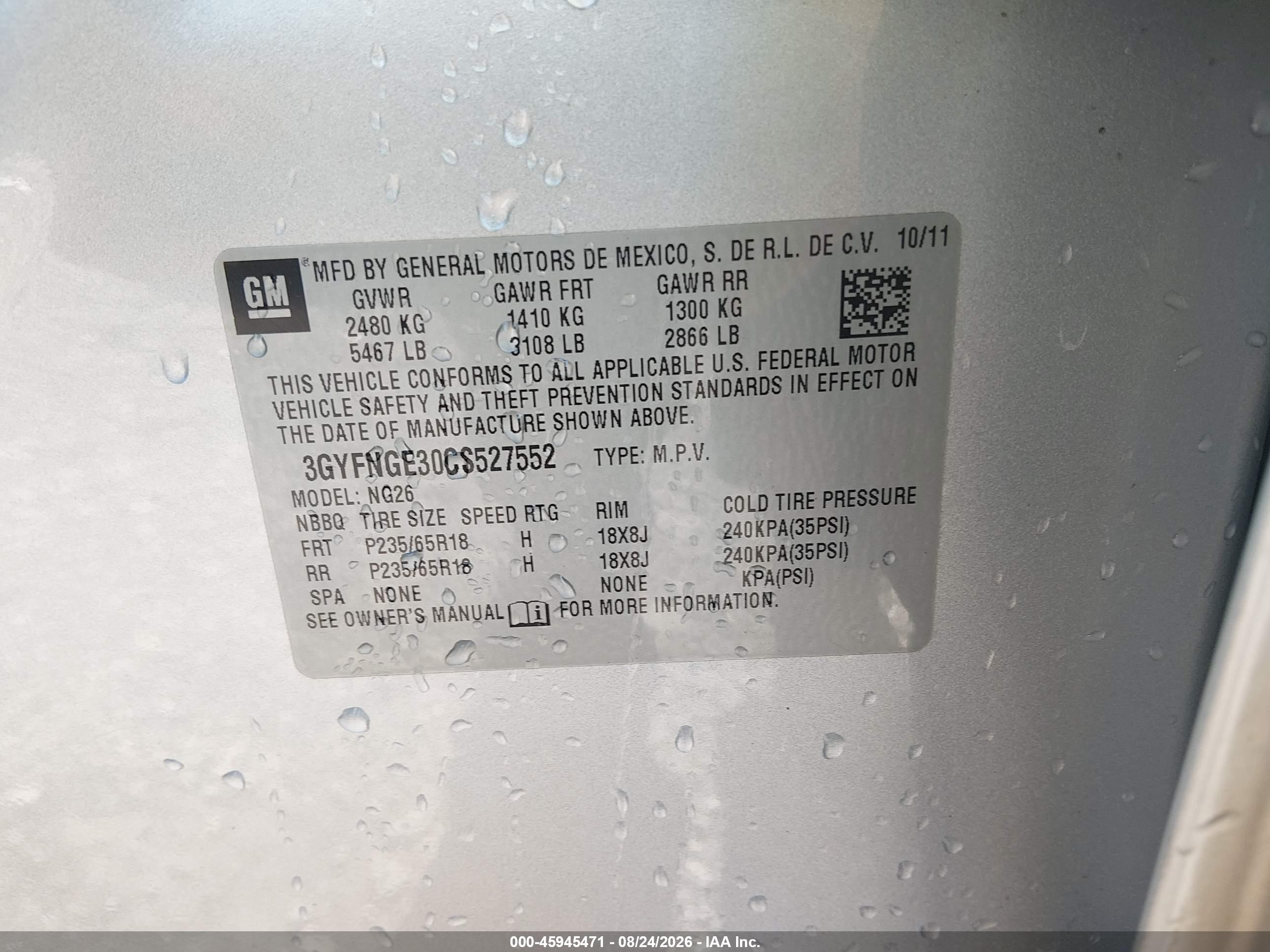 2012 Cadillac Srx Standard Silver vin: 3GYFNGE30CS527552