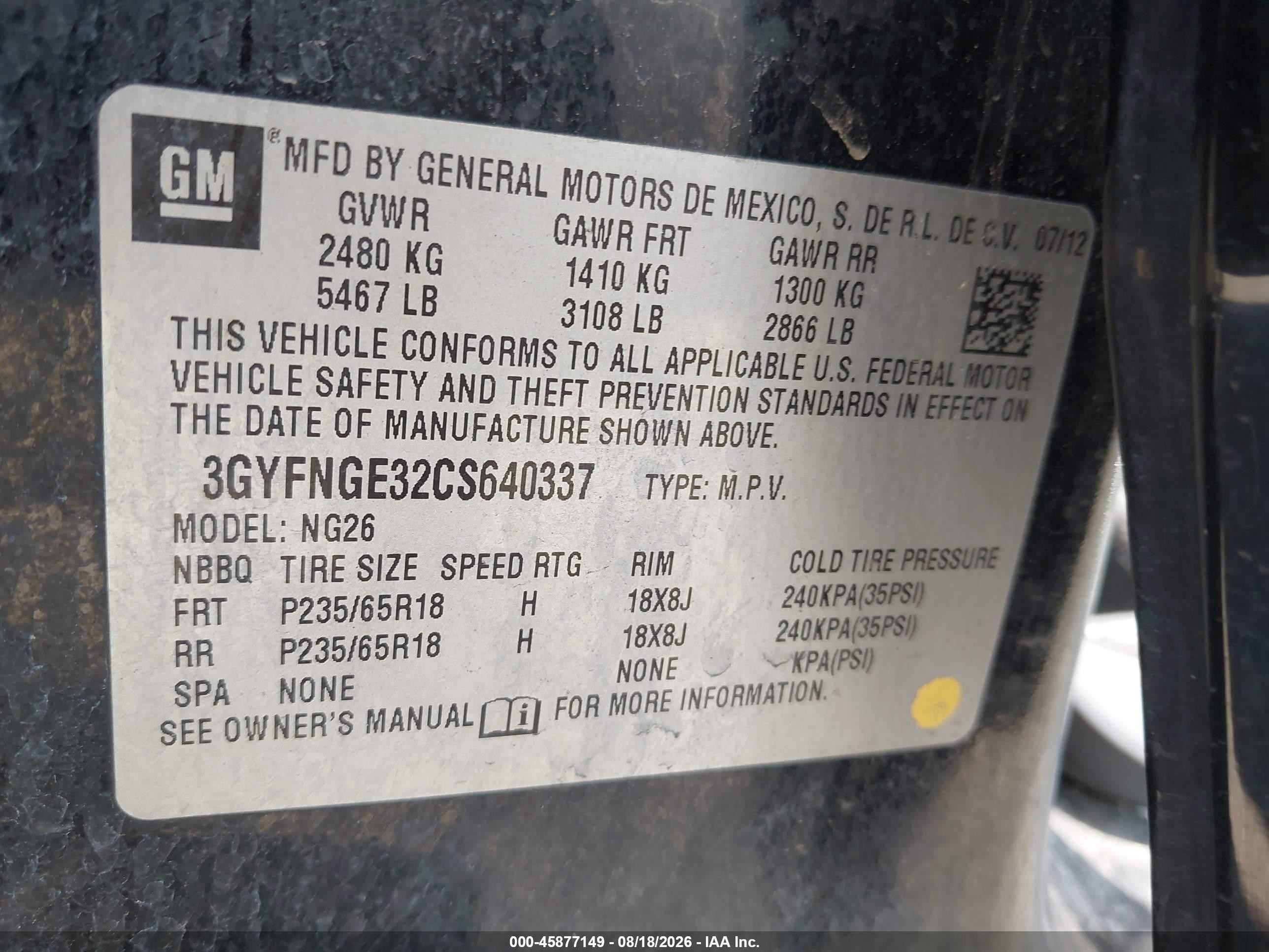 2012 Cadillac Srx Standard Black vin: 3GYFNGE32CS640337