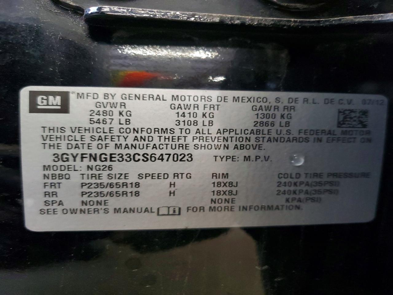 2012 Cadillac Srx Black vin: 3GYFNGE33CS647023