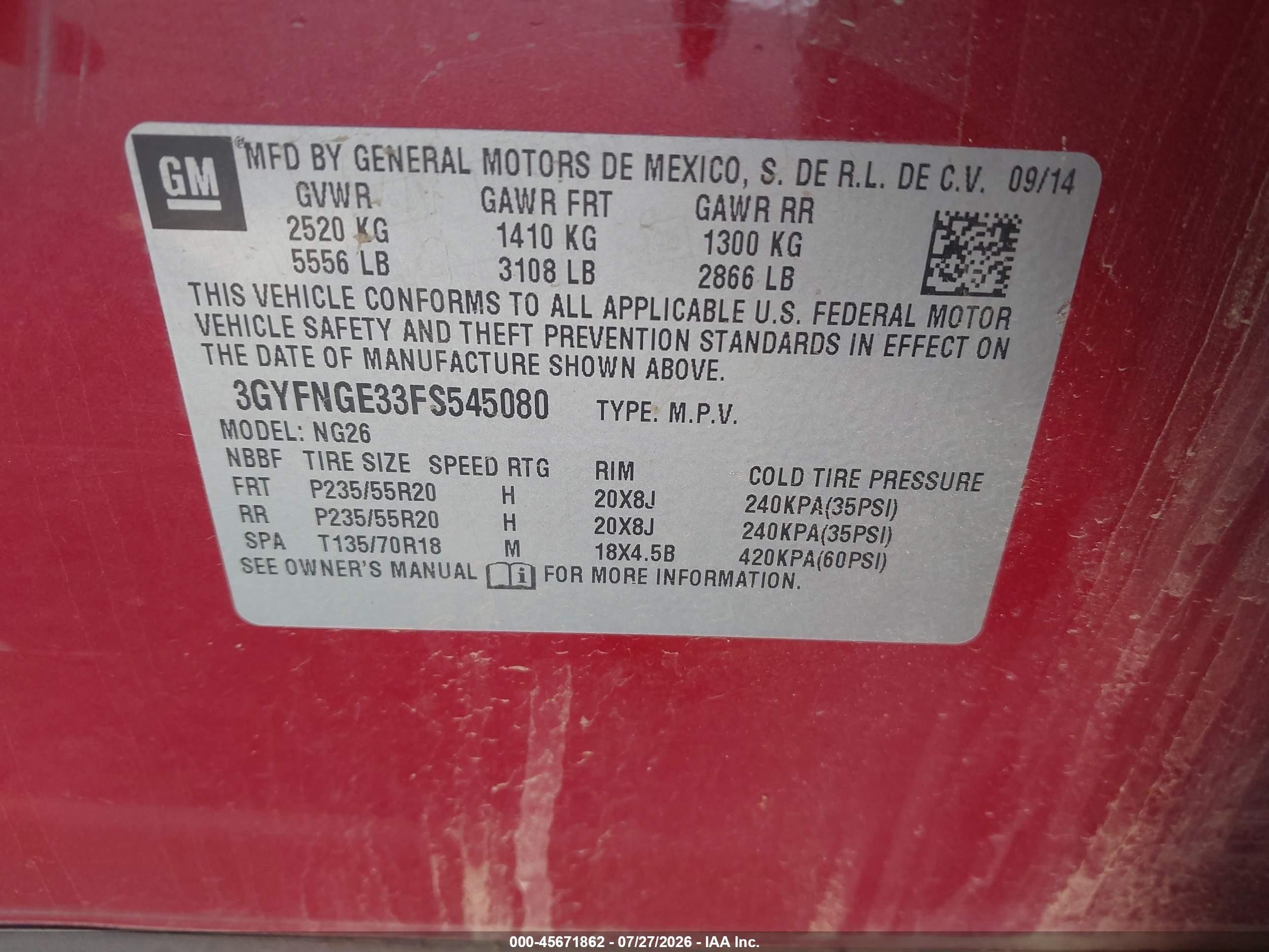 2015 Cadillac Srx Premium Collection Red vin: 3GYFNGE33FS545080
