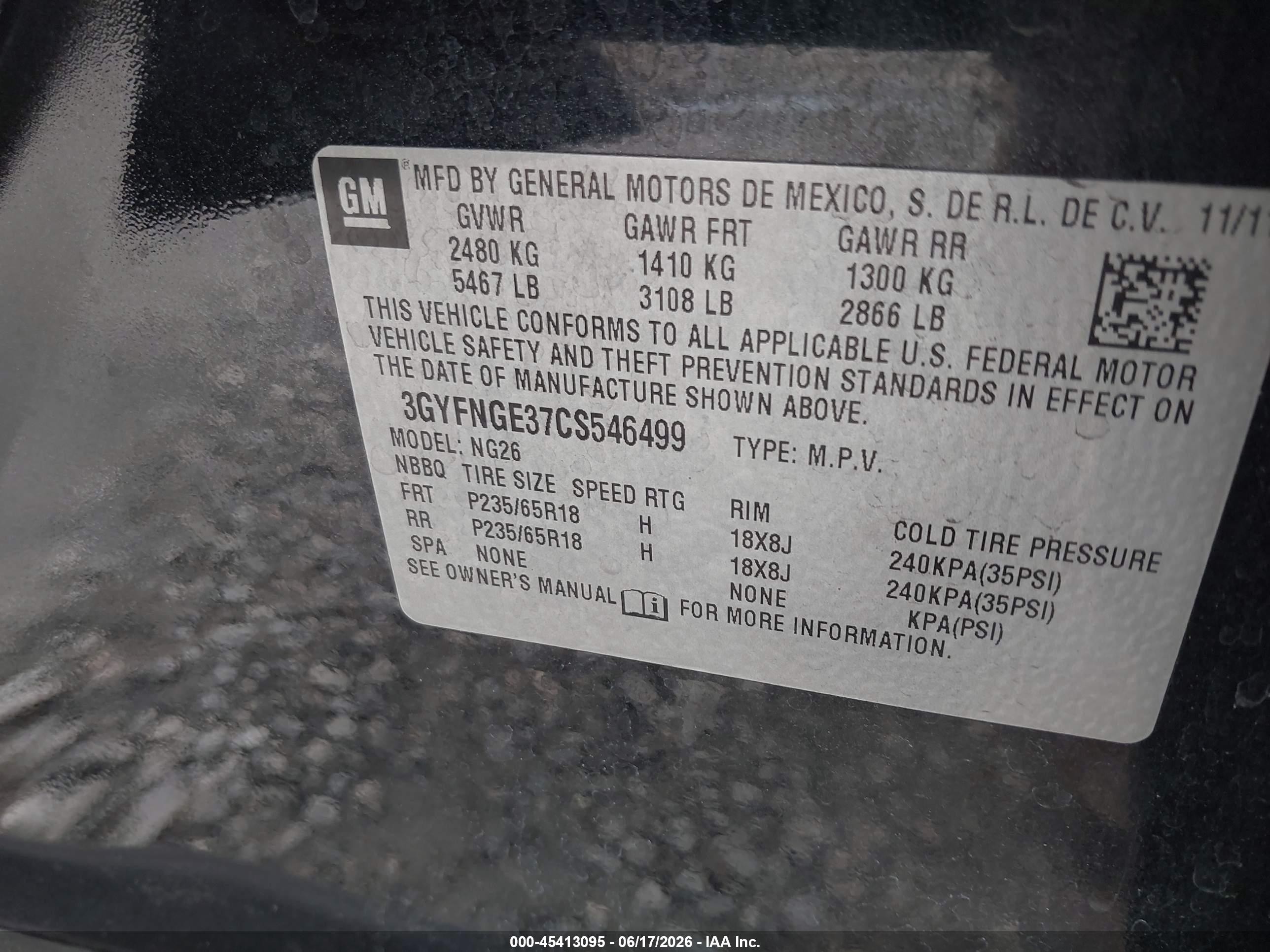 2012 Cadillac Srx Standard Black vin: 3GYFNGE37CS546499