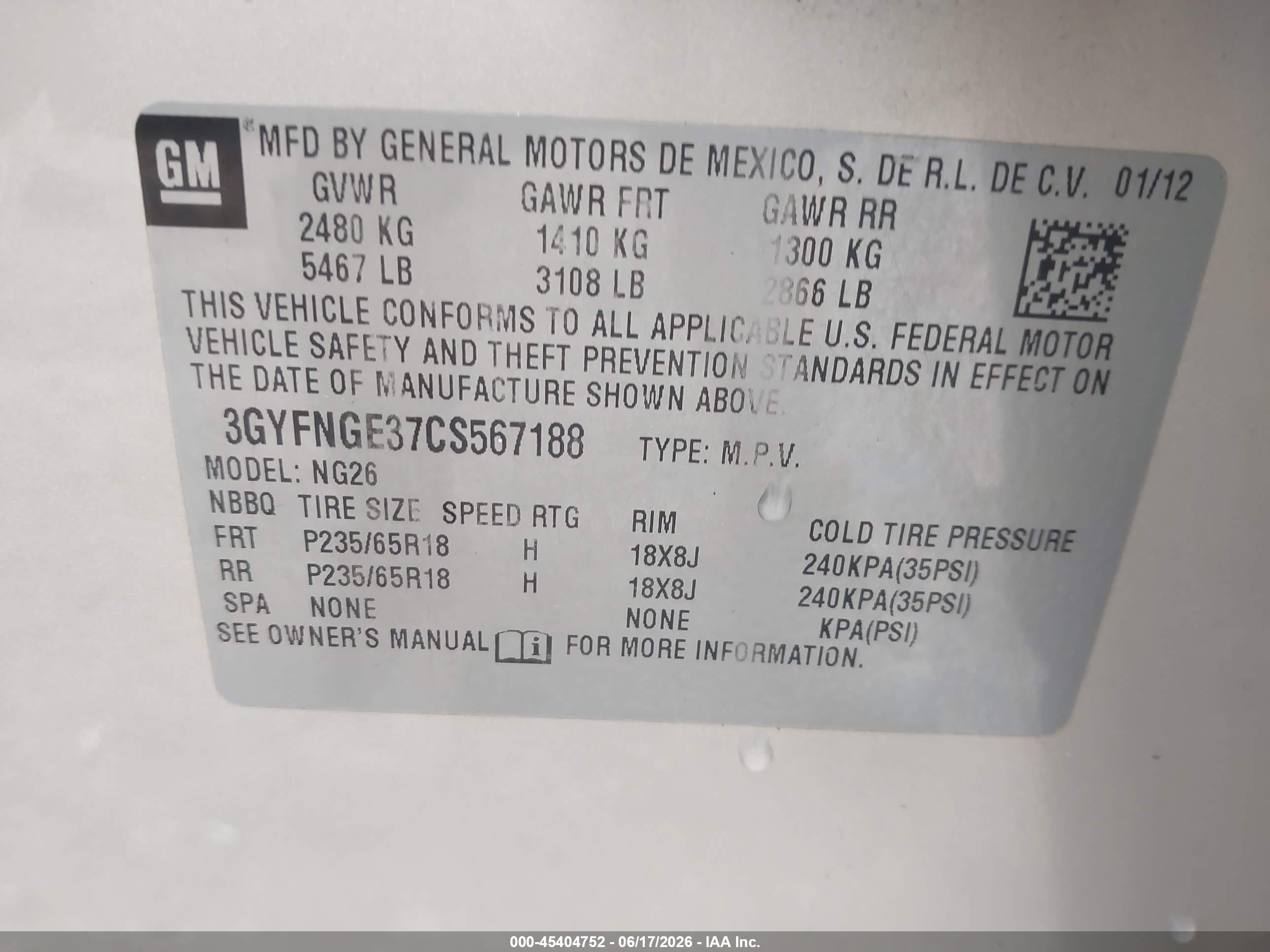 2012 Cadillac Srx Standard Cream vin: 3GYFNGE37CS567188