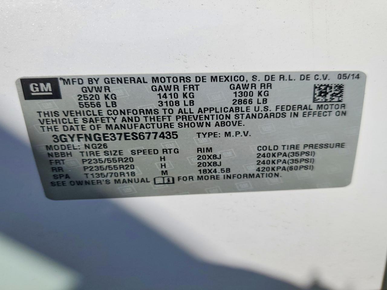 2014 Cadillac Srx Premium Collection White vin: 3GYFNGE37ES677435