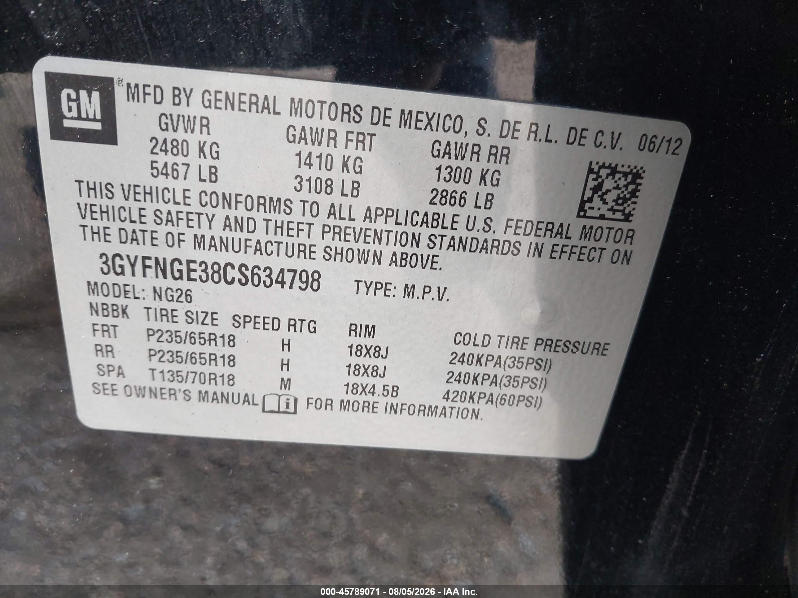 2012 Cadillac Srx Standard Black vin: 3GYFNGE38CS634798