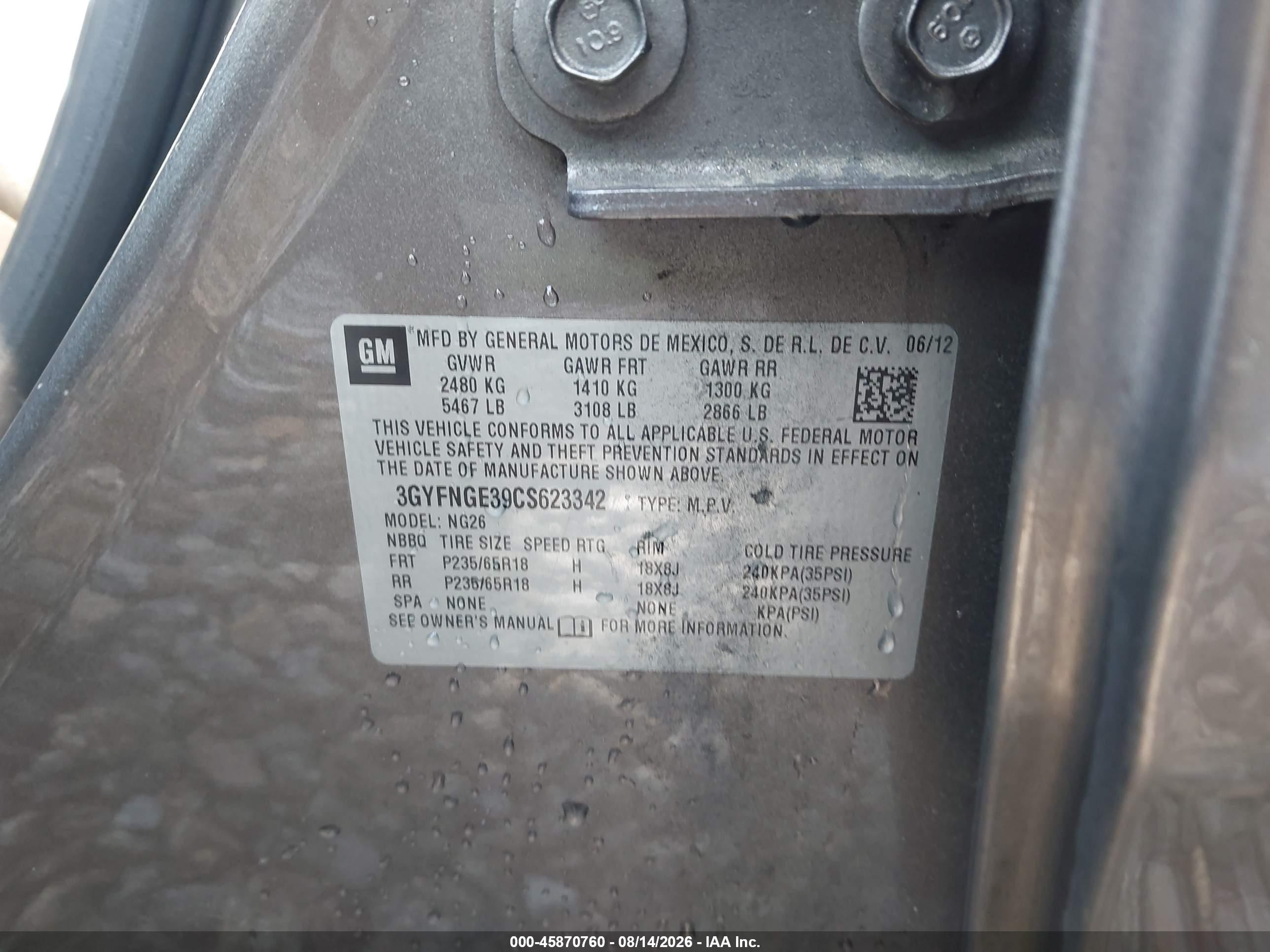 2012 Cadillac Srx Standard Бежевый vin: 3GYFNGE39CS623342