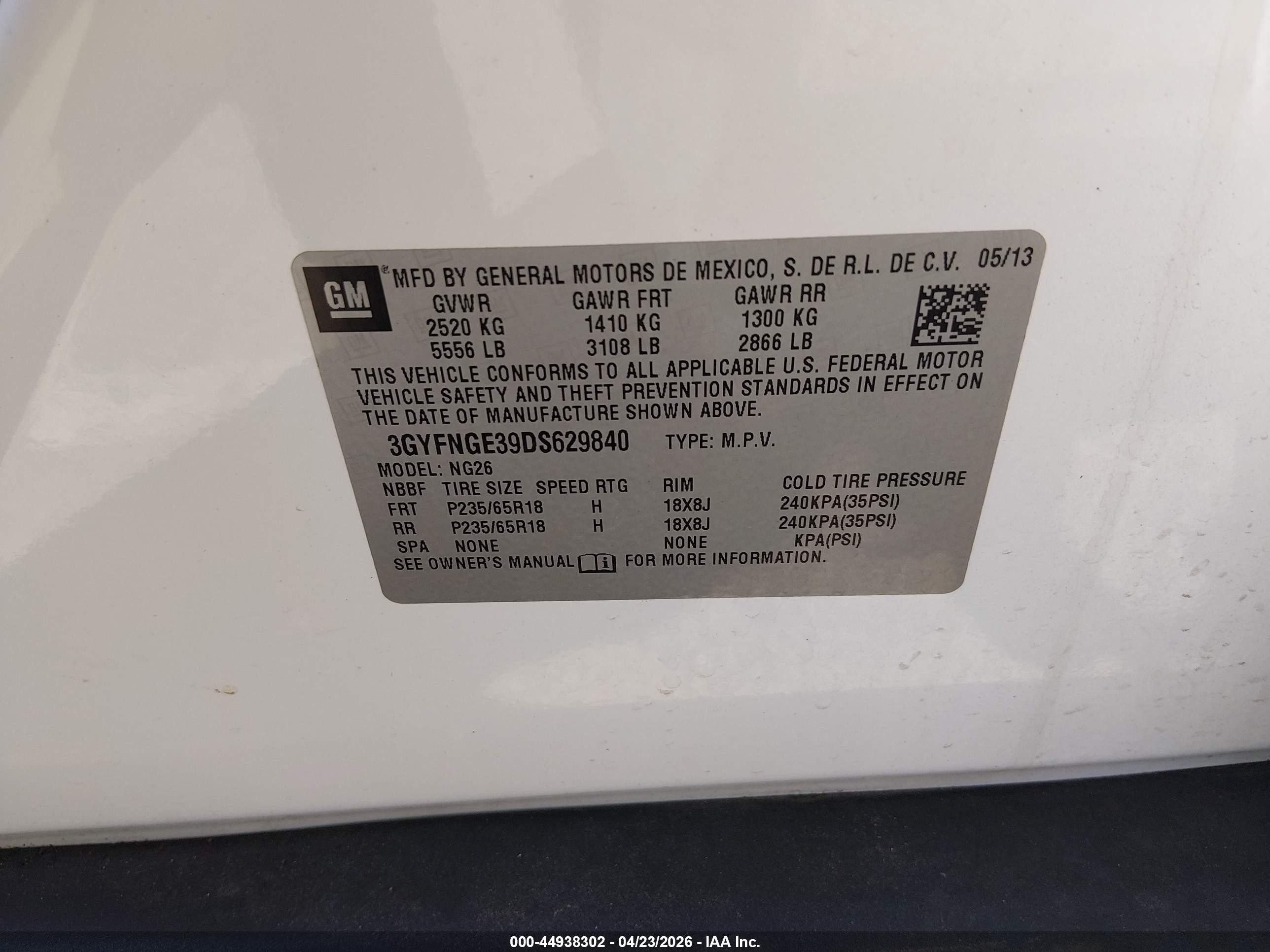 2013 Cadillac Srx Luxury Collection White vin: 3GYFNGE39DS629840