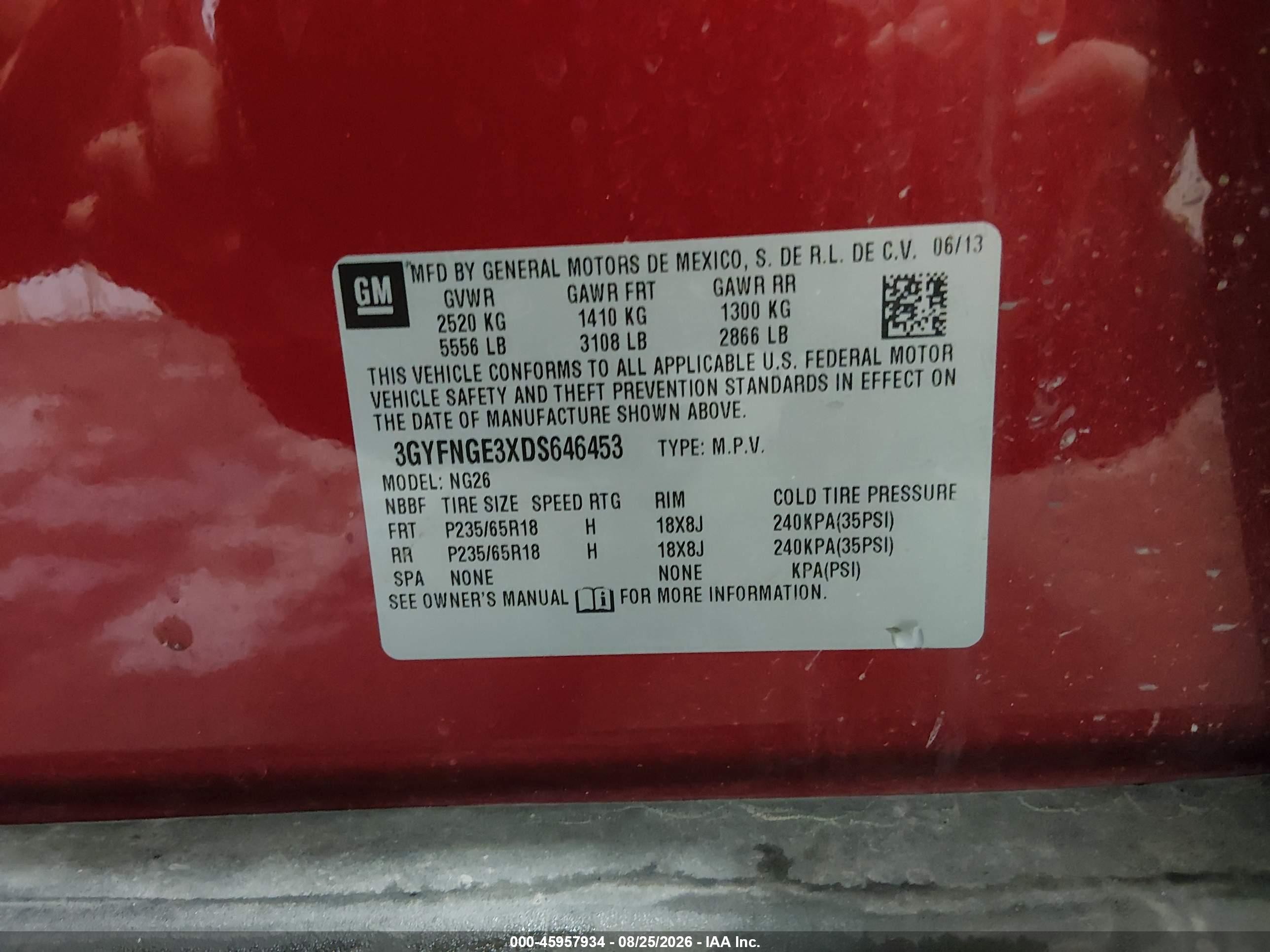 2013 Cadillac Srx Luxury Collection Red vin: 3GYFNGE3XDS646453