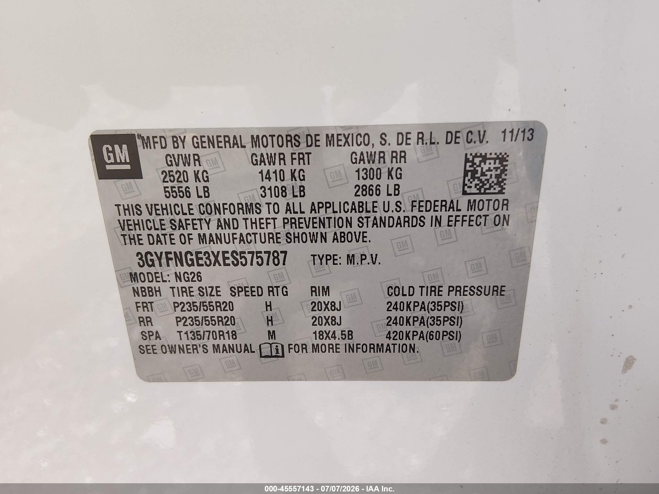 2014 Cadillac Srx Premium Collection White vin: 3GYFNGE3XES575787